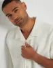 Men's Ecru Textured Revere Collar Short Sleeve Shirt sold by Threadbare