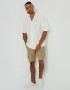 Men's Ecru Textured Revere Collar Short Sleeve Shirt sold by Threadbare