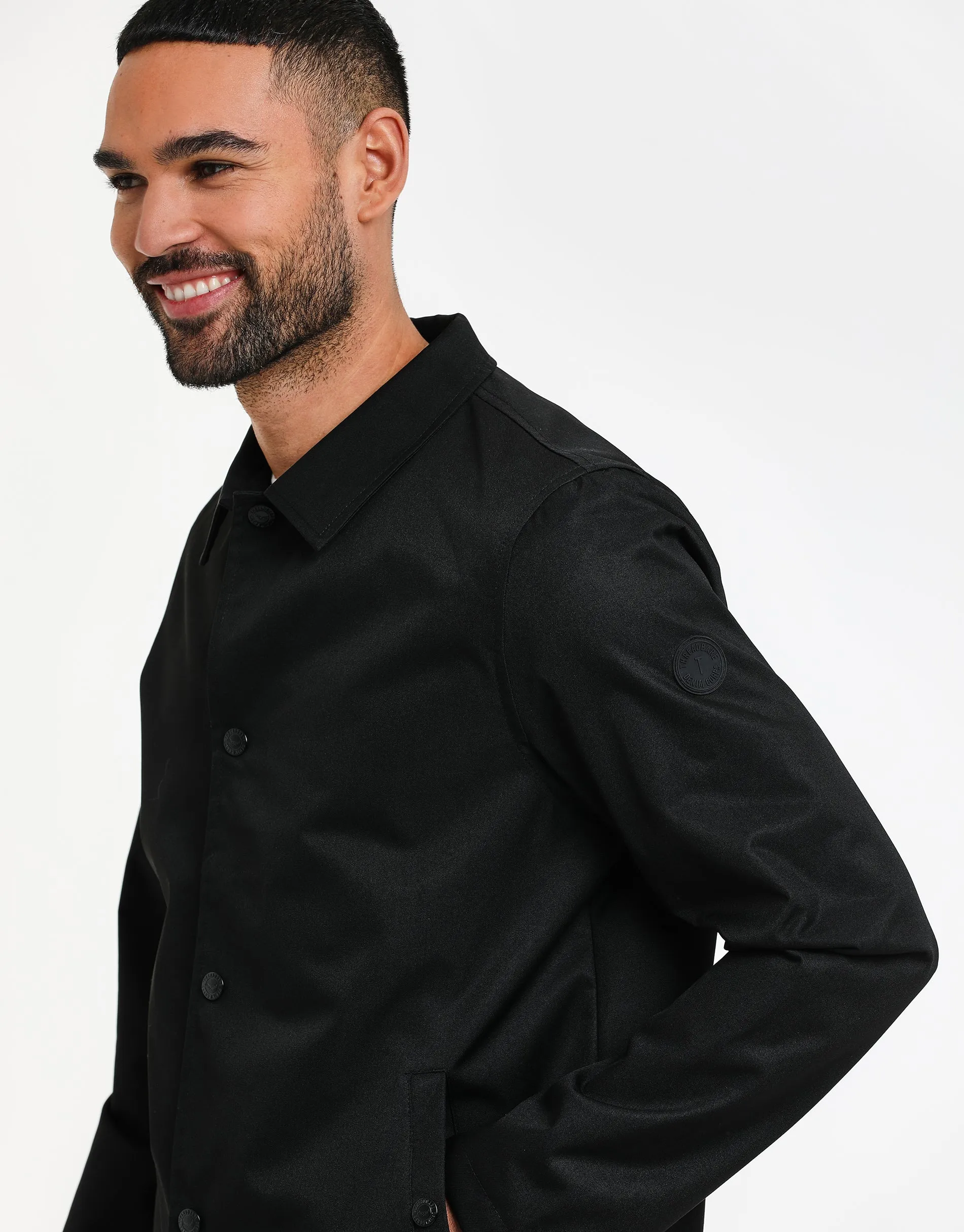Men's Black Coach Style Jacket sold by Threadbare product image thumbnail 4