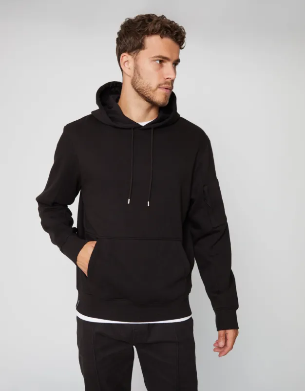 Men's Black Utility Hoodie sold by Threadbare