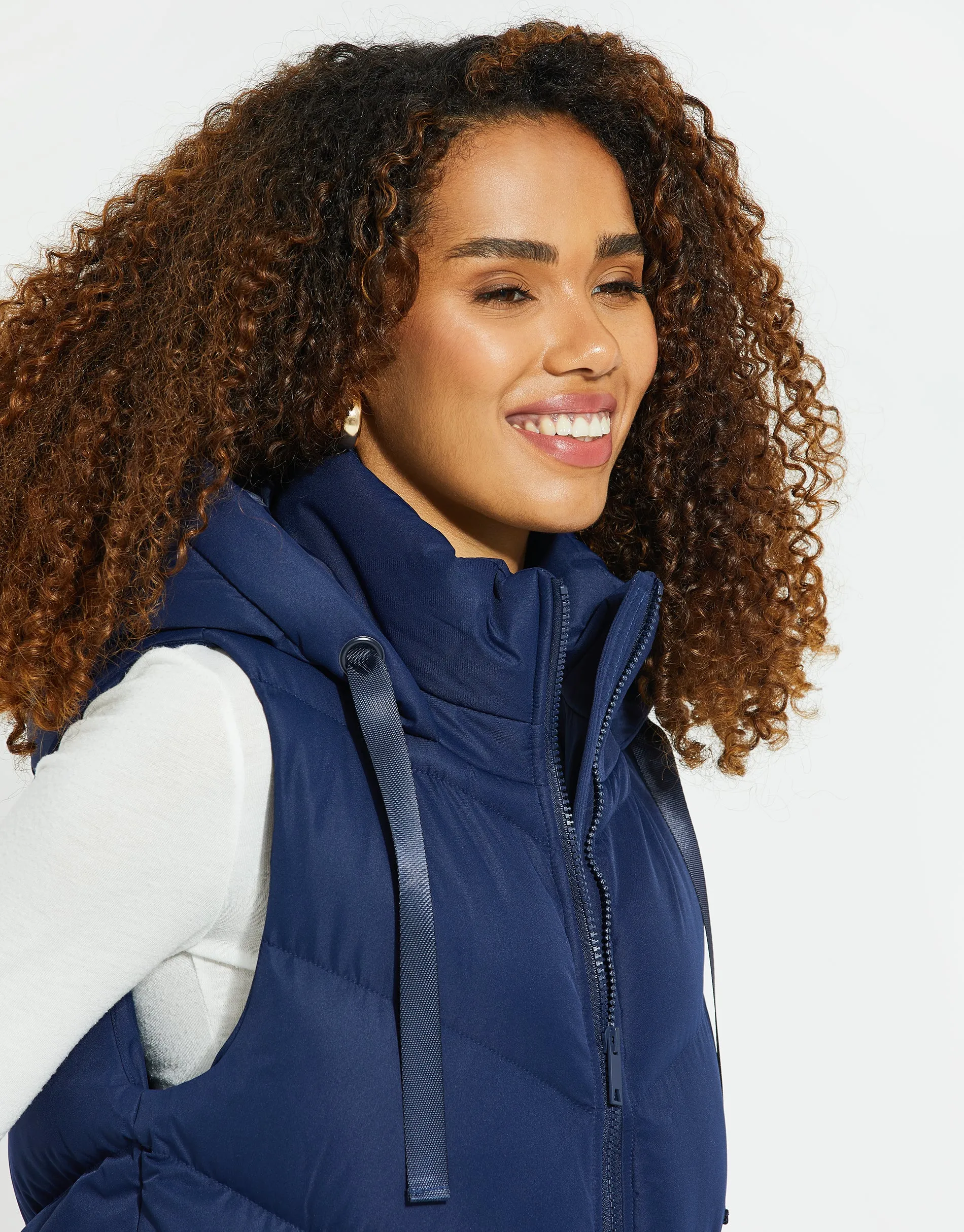 Women's Navy Longline Padded Gilet sold by Threadbare product image thumbnail 4