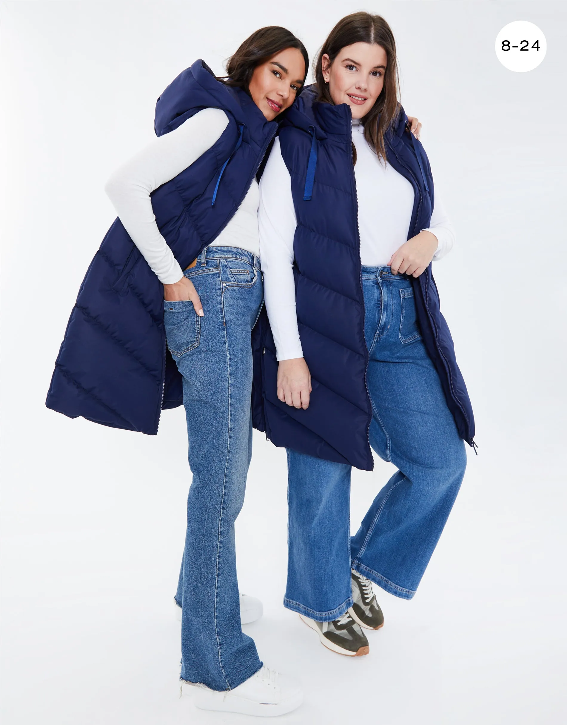 Women's Navy Longline Padded Gilet sold by Threadbare product image thumbnail 5