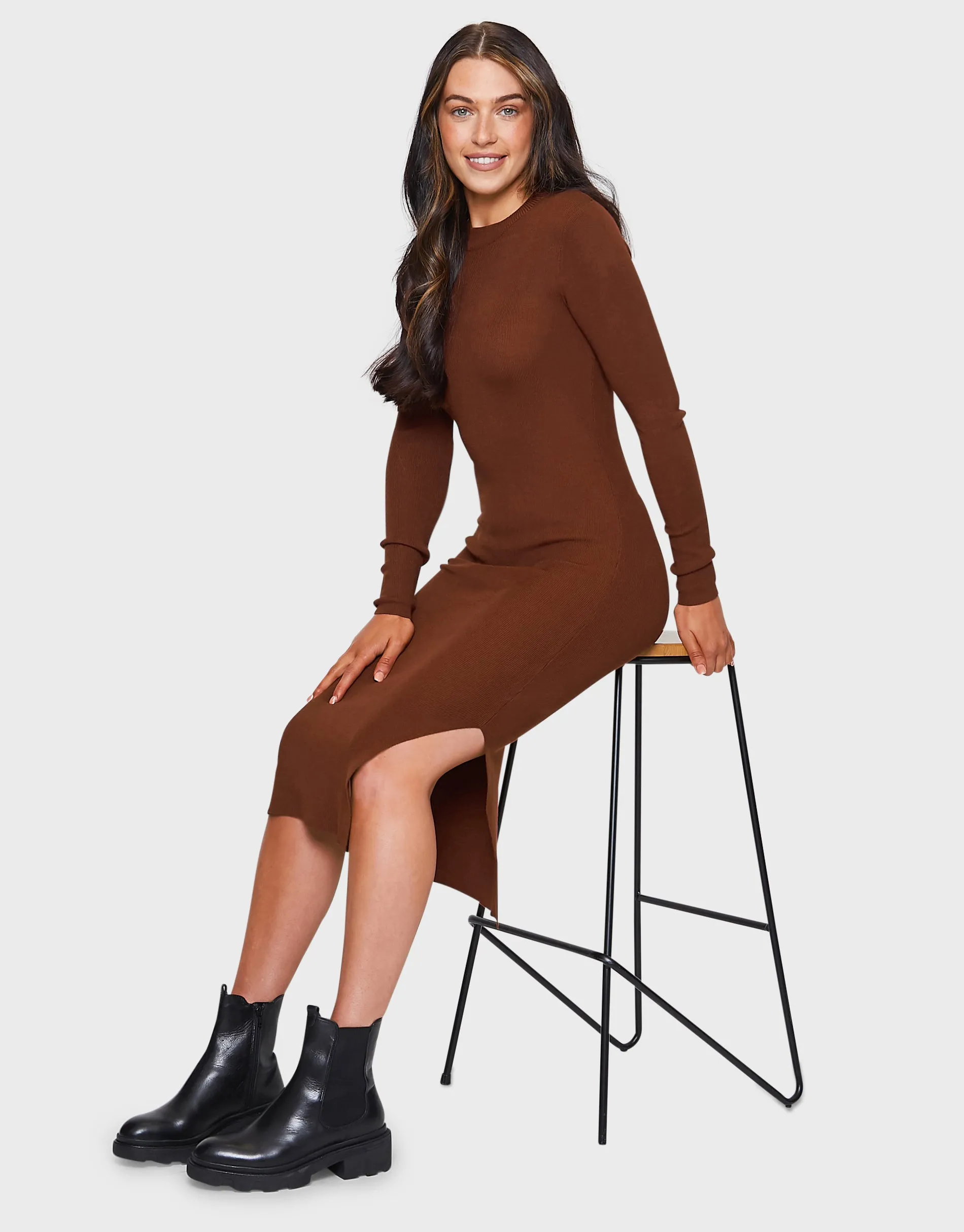 Women's Brown Knitted Bodycon Dress sold by Threadbare product image thumbnail 4