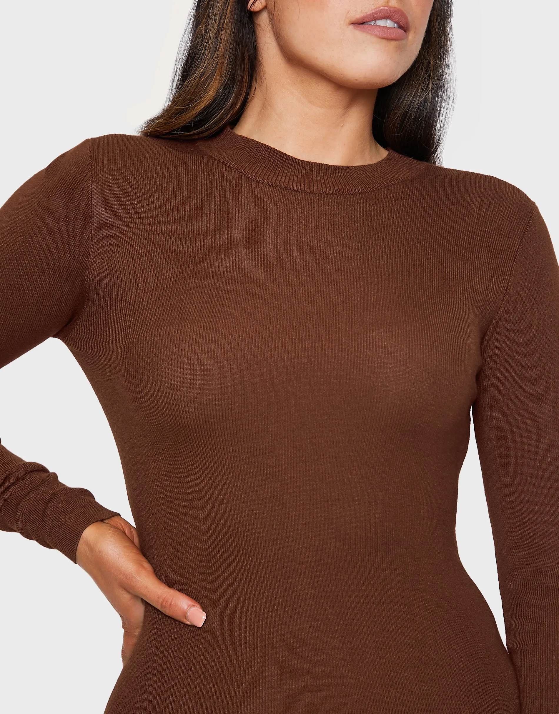 Women's Brown Knitted Bodycon Dress sold by Threadbare product image thumbnail 5