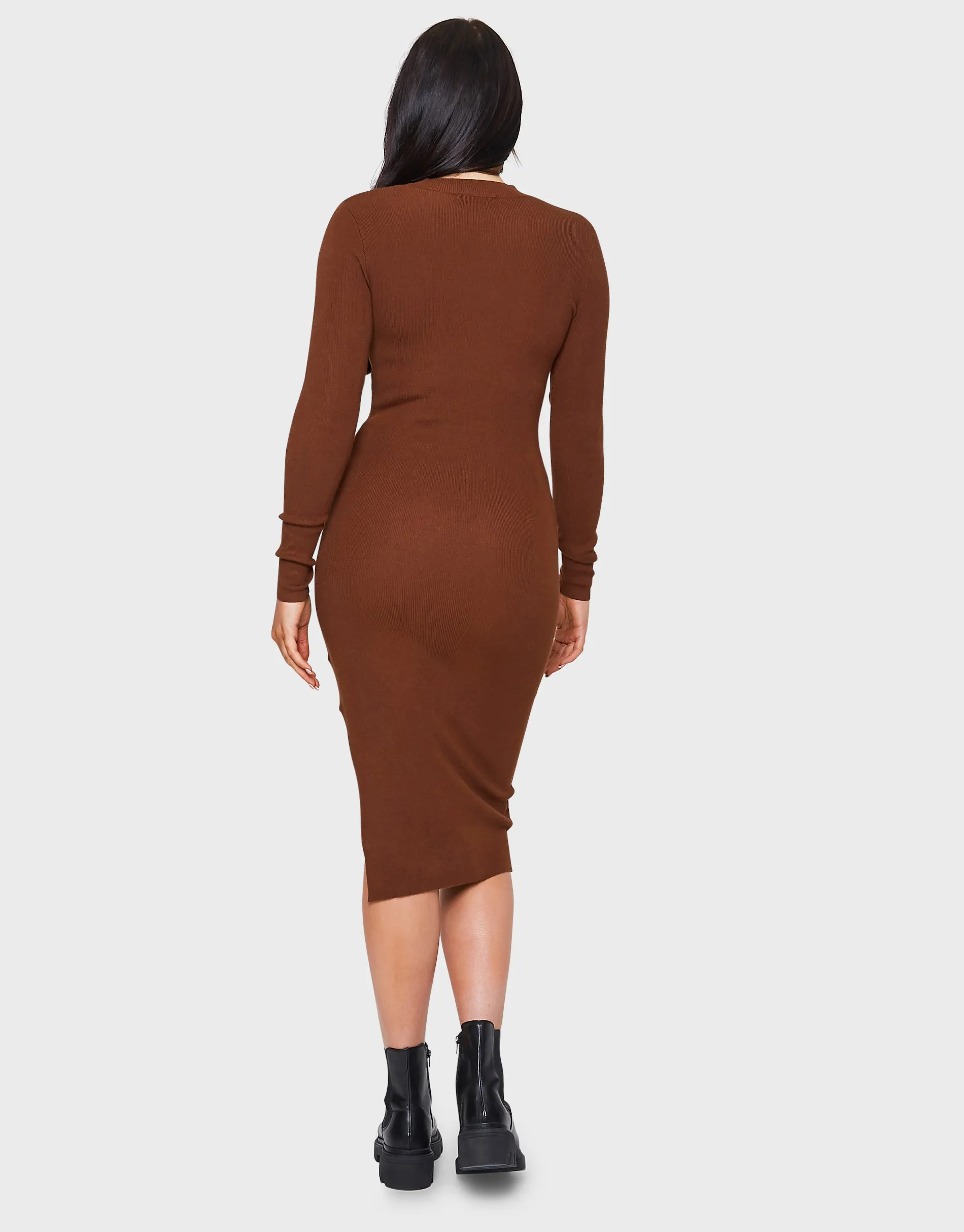Women's Brown Knitted Bodycon Dress sold by Threadbare product image thumbnail 3