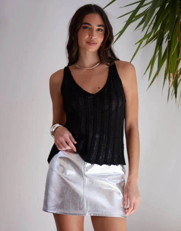 Women's Black Knitted Cami Vest Top sold by Threadbare