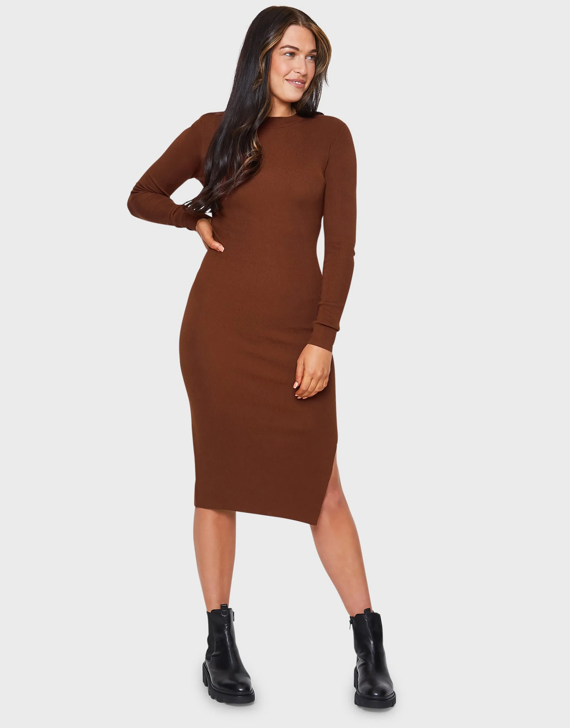 Women's Brown Knitted Bodycon Dress sold by Threadbare product image thumbnail 2