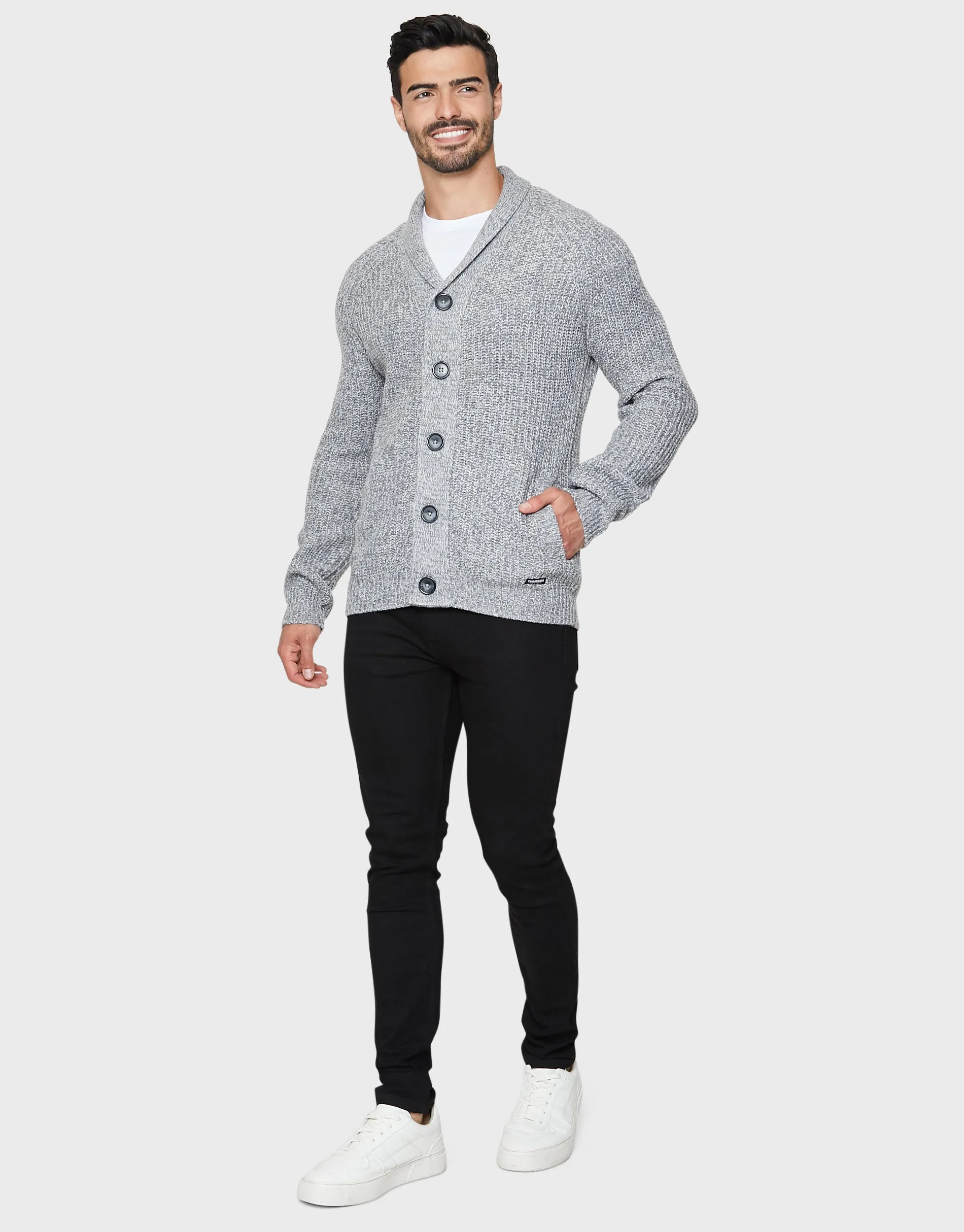 Men's Light Grey Shawl Cardigan sold by Threadbare product image thumbnail 3