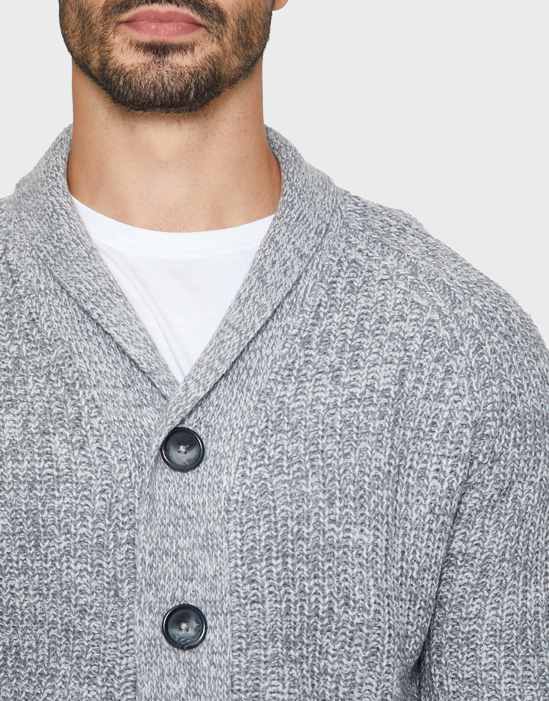 Men's Light Grey Shawl Cardigan sold by Threadbare product image thumbnail 4