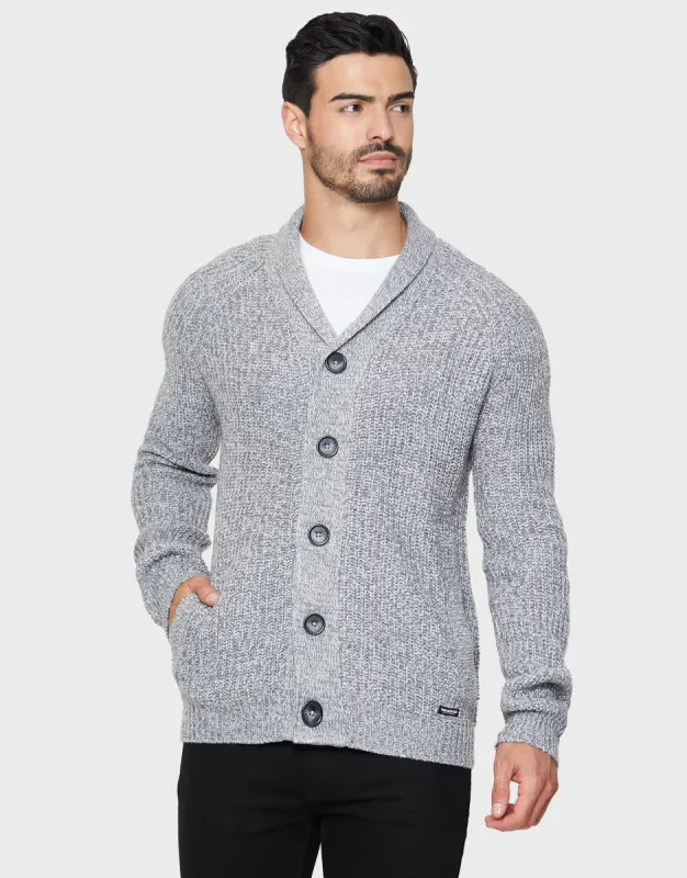 Men's Light Grey Shawl Cardigan made by Threadbare