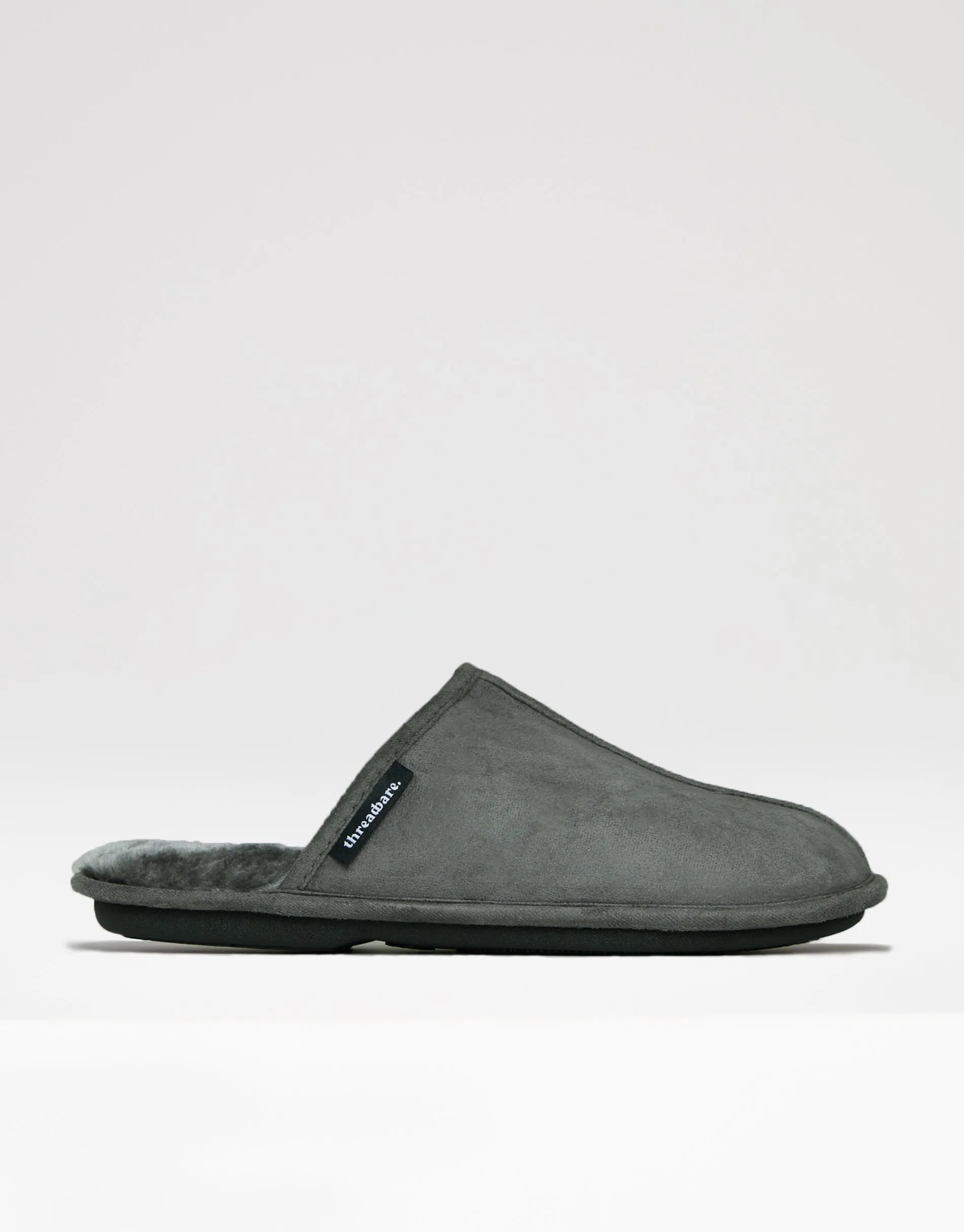 Threadbare Men's Grey Suedette Mule Slippers with Faux Fur Lining sold by Threadbare product image thumbnail 2