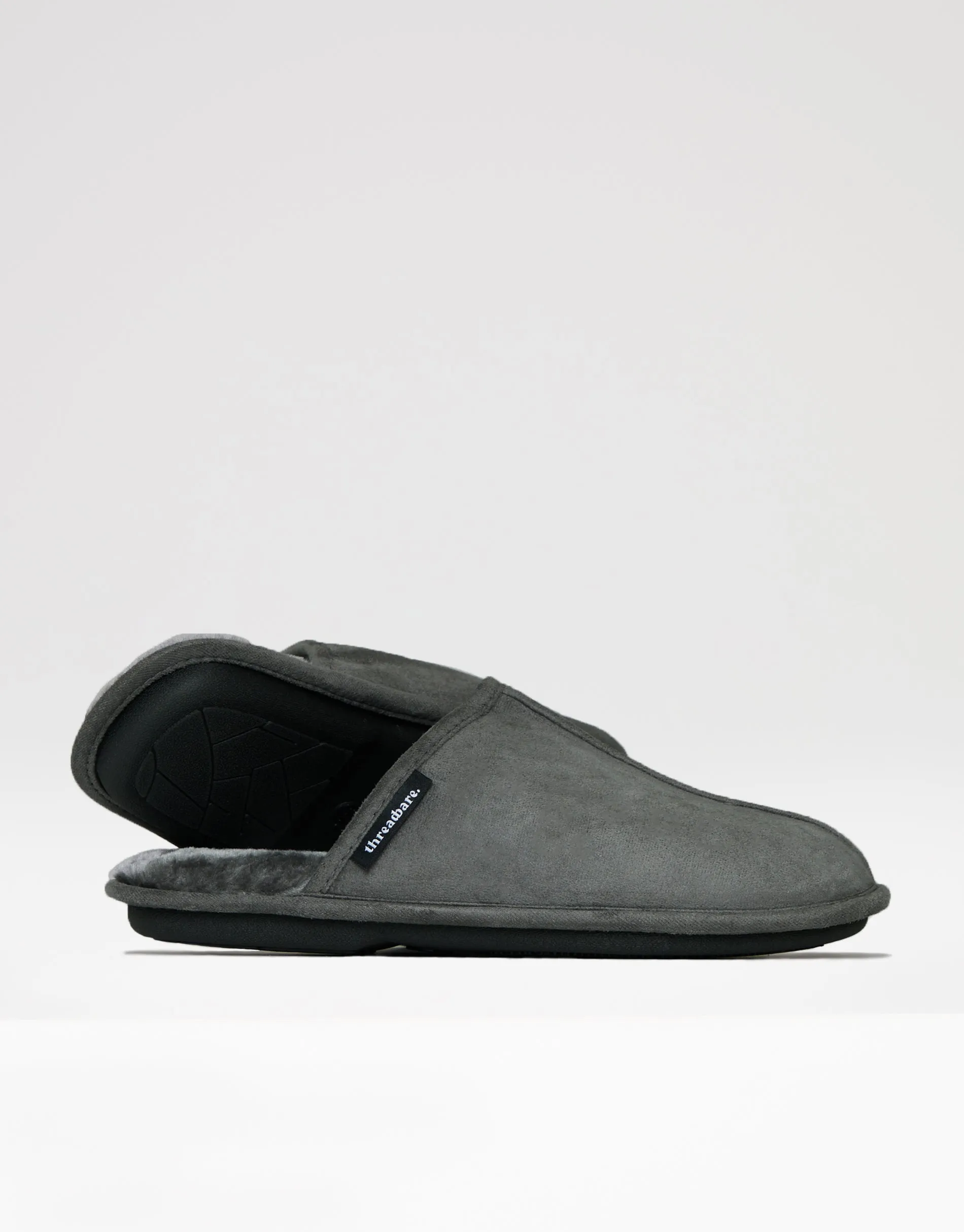 Threadbare Men's Grey Suedette Mule Slippers with Faux Fur Lining sold by Threadbare product image thumbnail 3