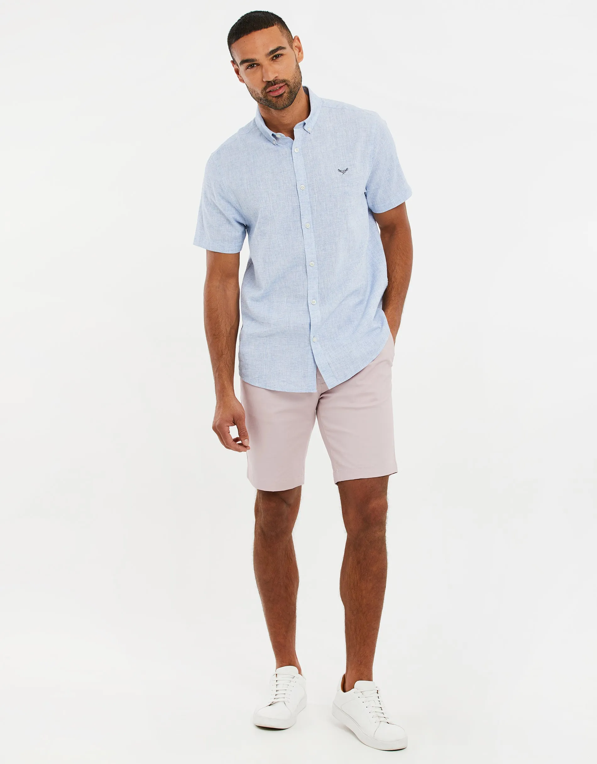Men's Light Blue Linen Short Sleeve Shirt sold by Threadbare product image thumbnail 3