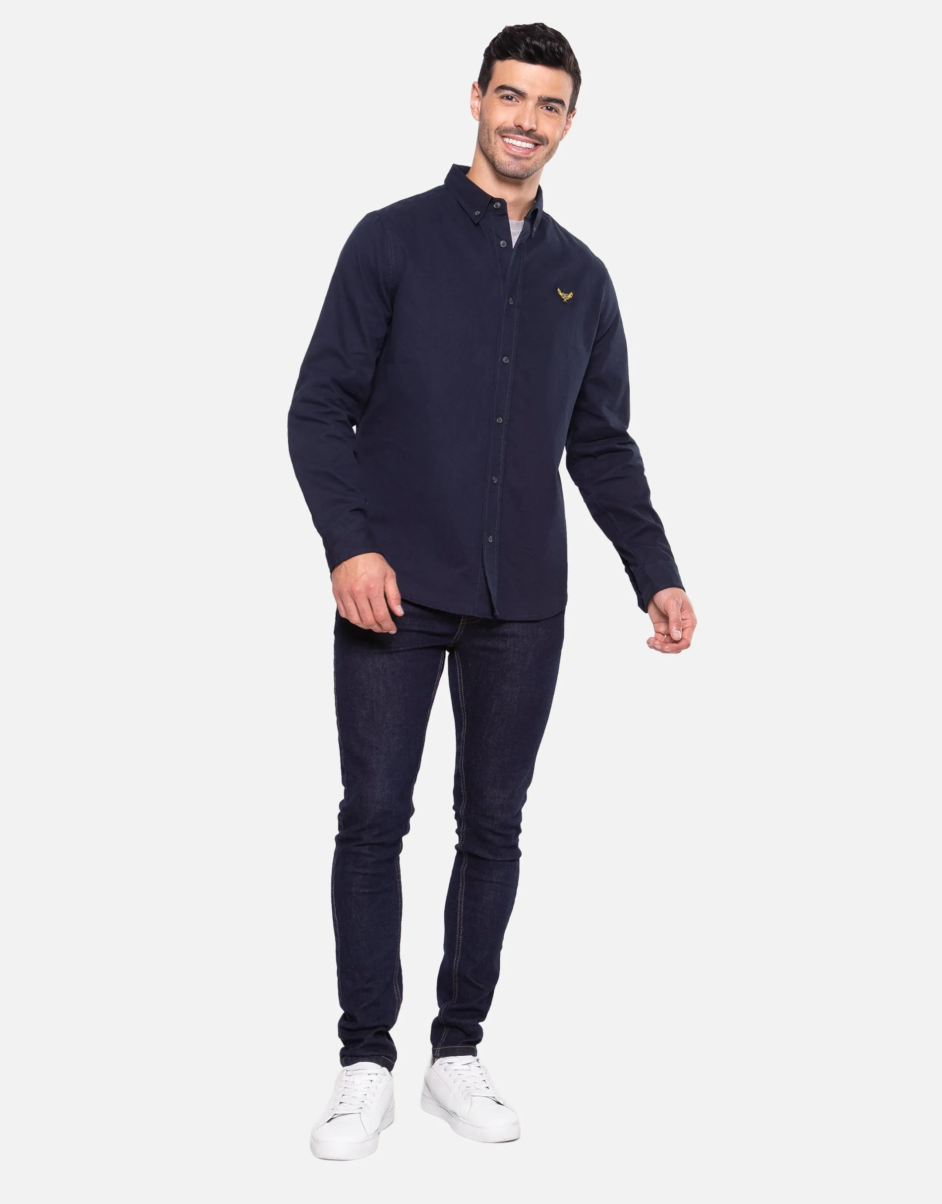 Men's Navy Plain Long Sleeve Shirt sold by Threadbare product image thumbnail 3