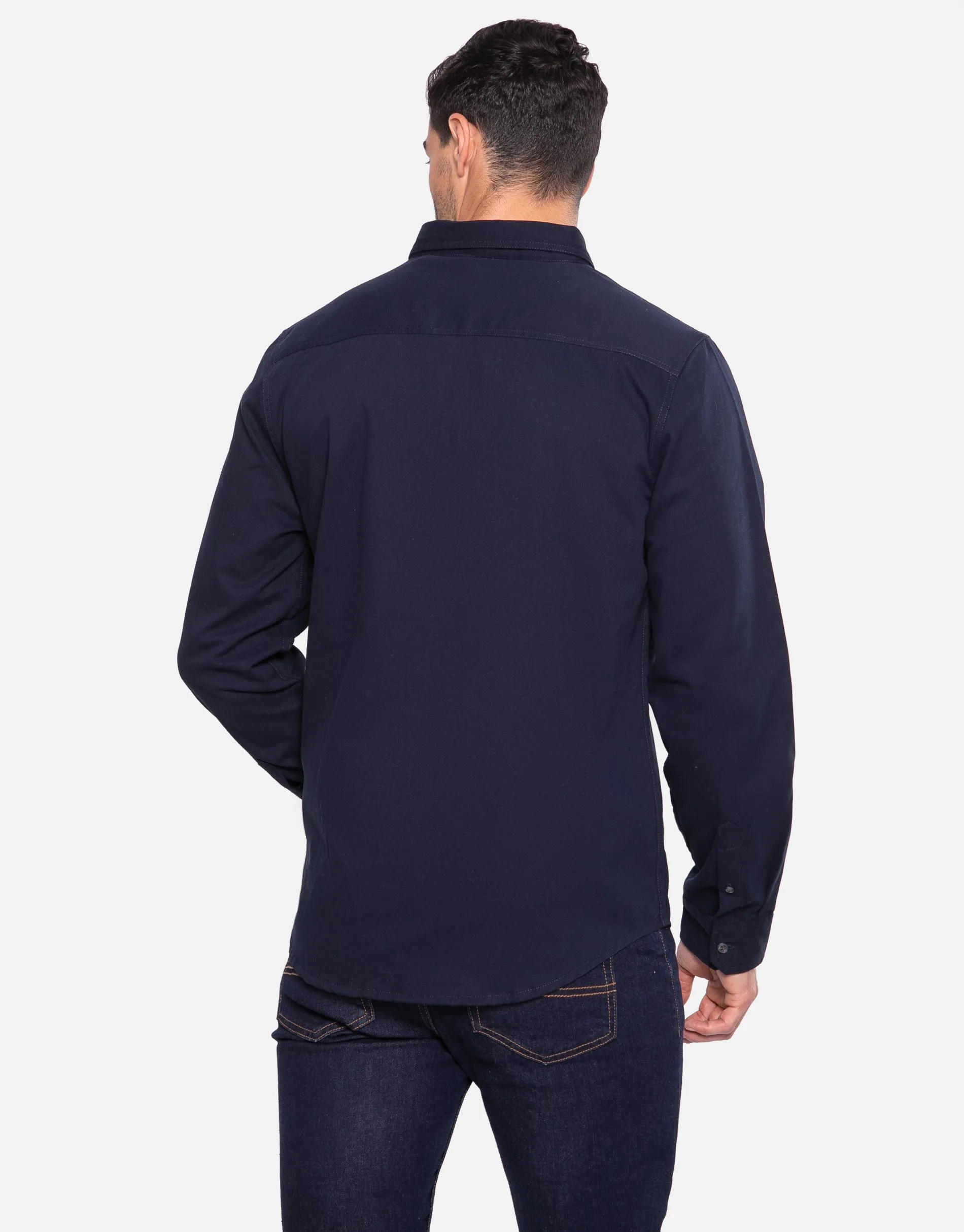 Men's Navy Plain Long Sleeve Shirt sold by Threadbare product image thumbnail 2
