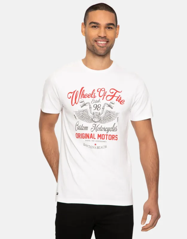 Men's White Front Print T-Shirt sold by Threadbare