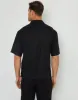 Men's Black Linen Blend Revere Collar Short Sleeve Shirt sold by Threadbare