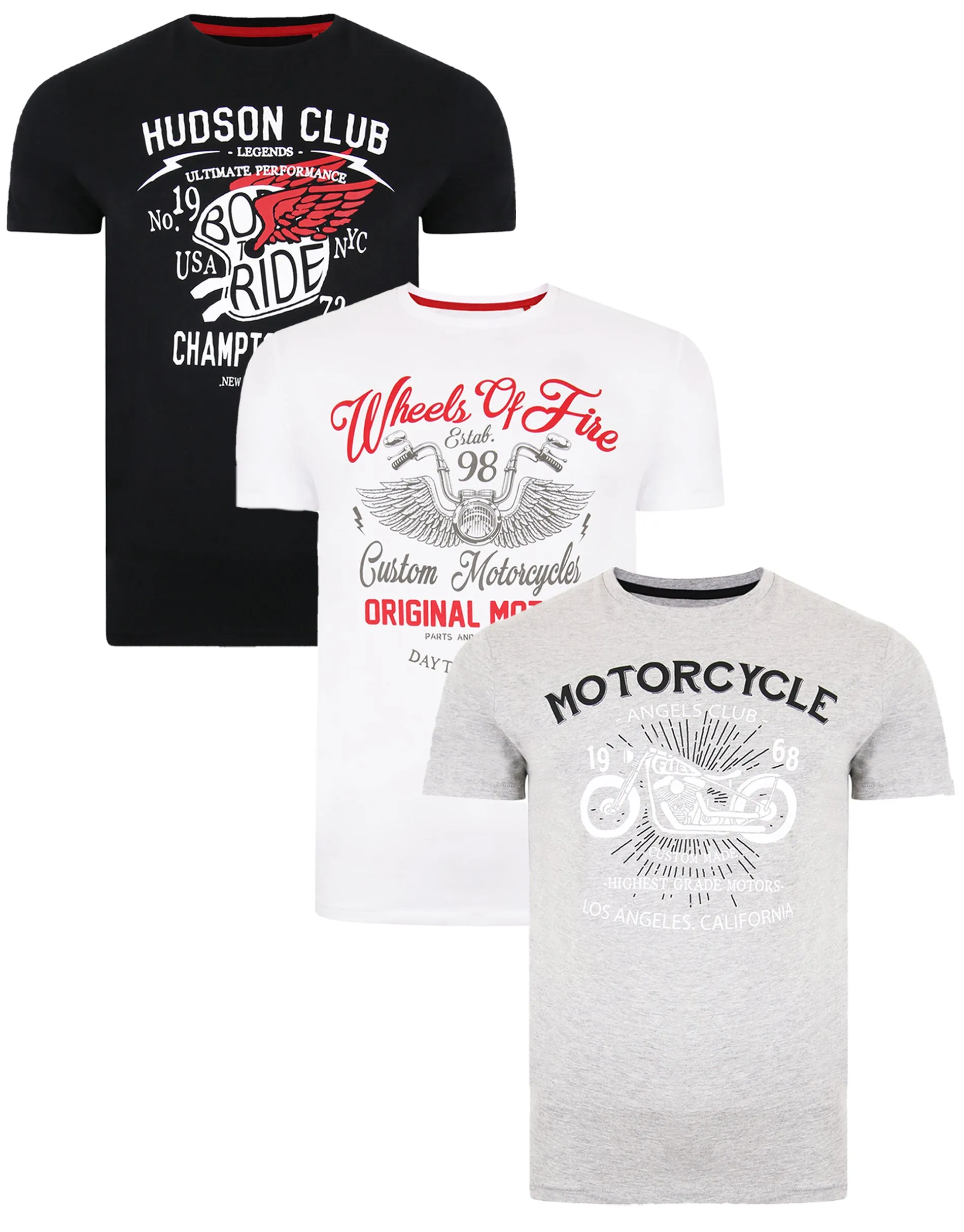 Men's Rider Crew Neck T-Shirts (3 Pack) sold by Threadbare