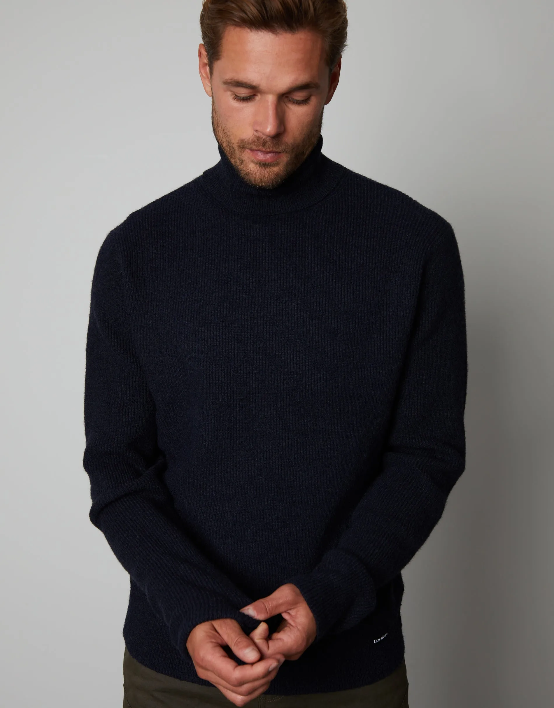 Threadbare Men's Navy Ribbed Roll Neck Jumper sold by Threadbare product image thumbnail 4