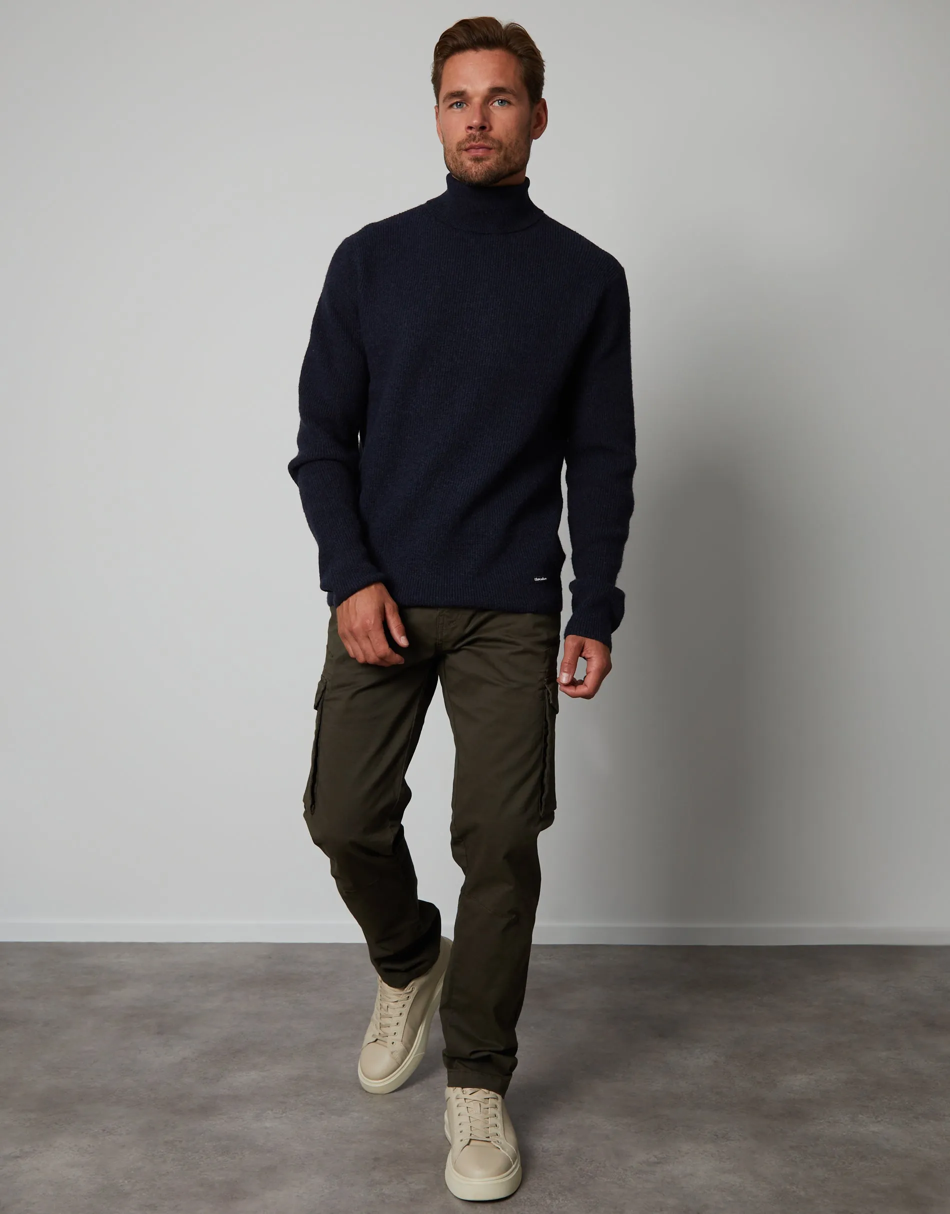 Threadbare Men's Navy Ribbed Roll Neck Jumper sold by Threadbare product image thumbnail 3