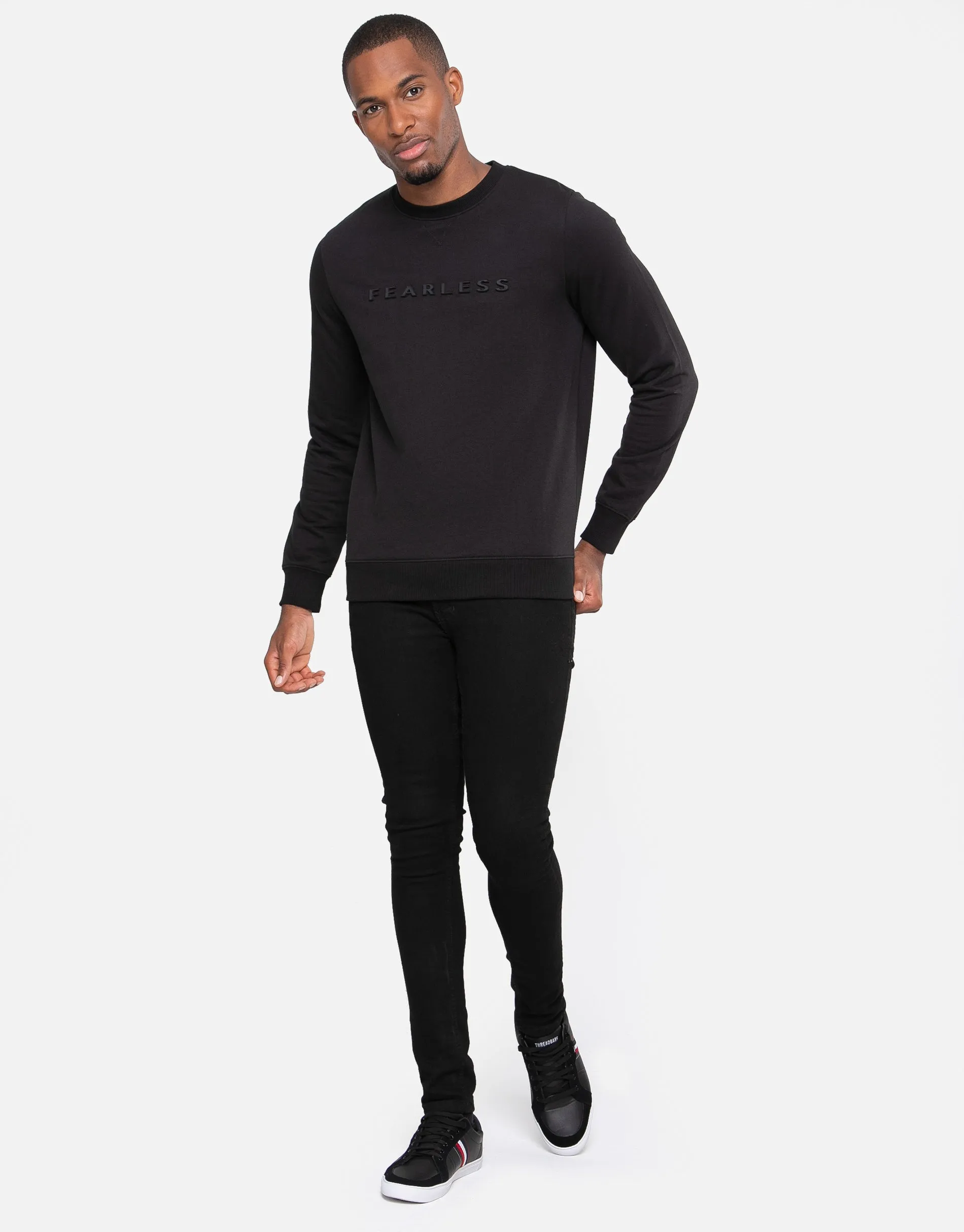 Men's Black Crew Neck Sweatshirt sold by Threadbare product image thumbnail 3
