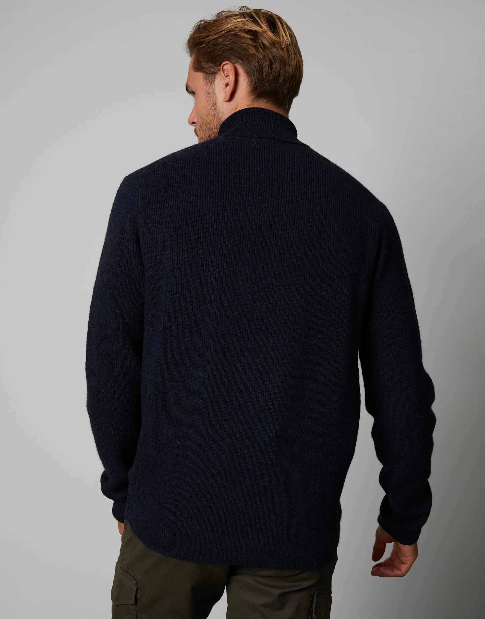 Threadbare Men's Navy Ribbed Roll Neck Jumper sold by Threadbare product image thumbnail 2