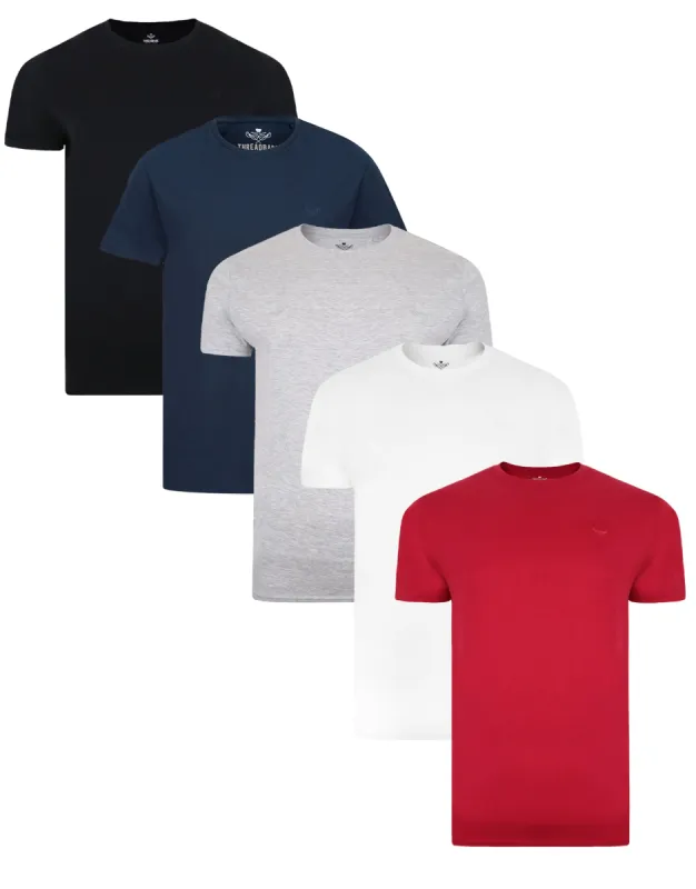 Men's Multi Cotton Rich Short Sleeve T-Shirts (5 Pack) sold by Threadbare