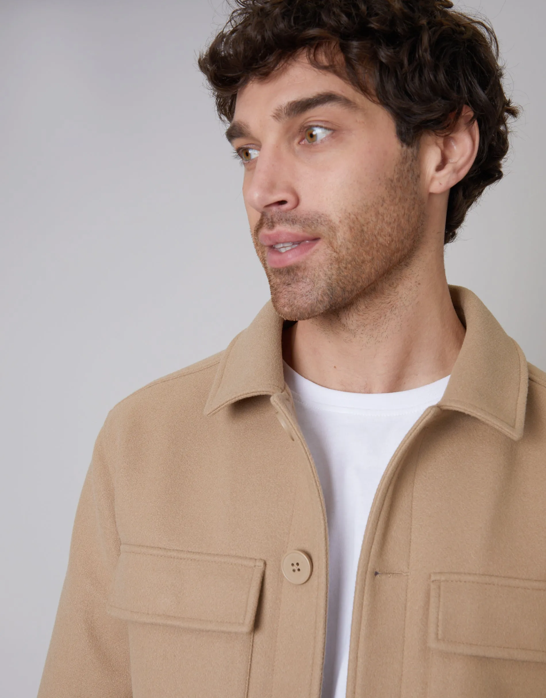 Men's Stone Mock Wool Shacket sold by Threadbare product image thumbnail 4