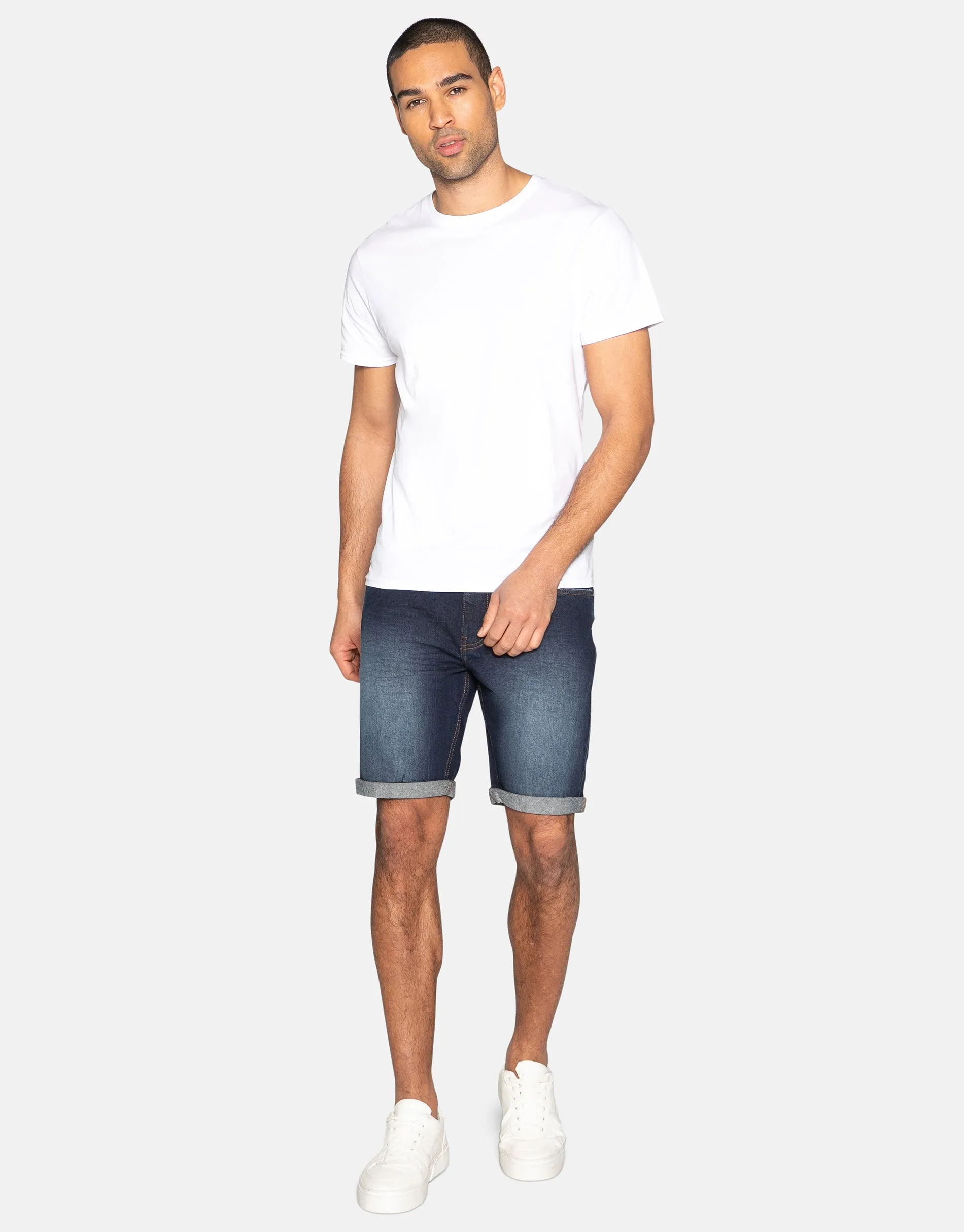 Men's Mid Blue Wash Denim Shorts sold by Threadbare product image thumbnail 3