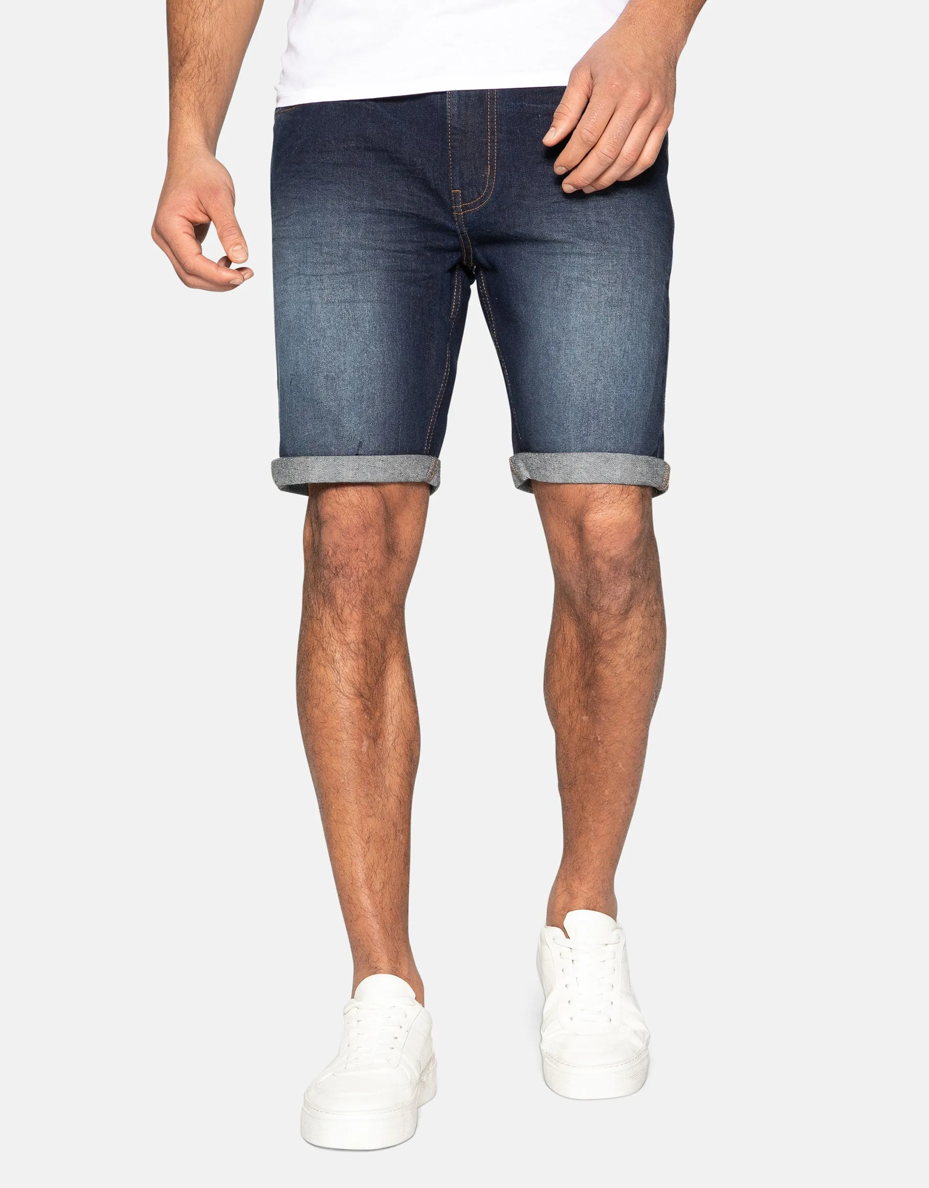 Men's Mid Blue Wash Denim Shorts sold by Threadbare
