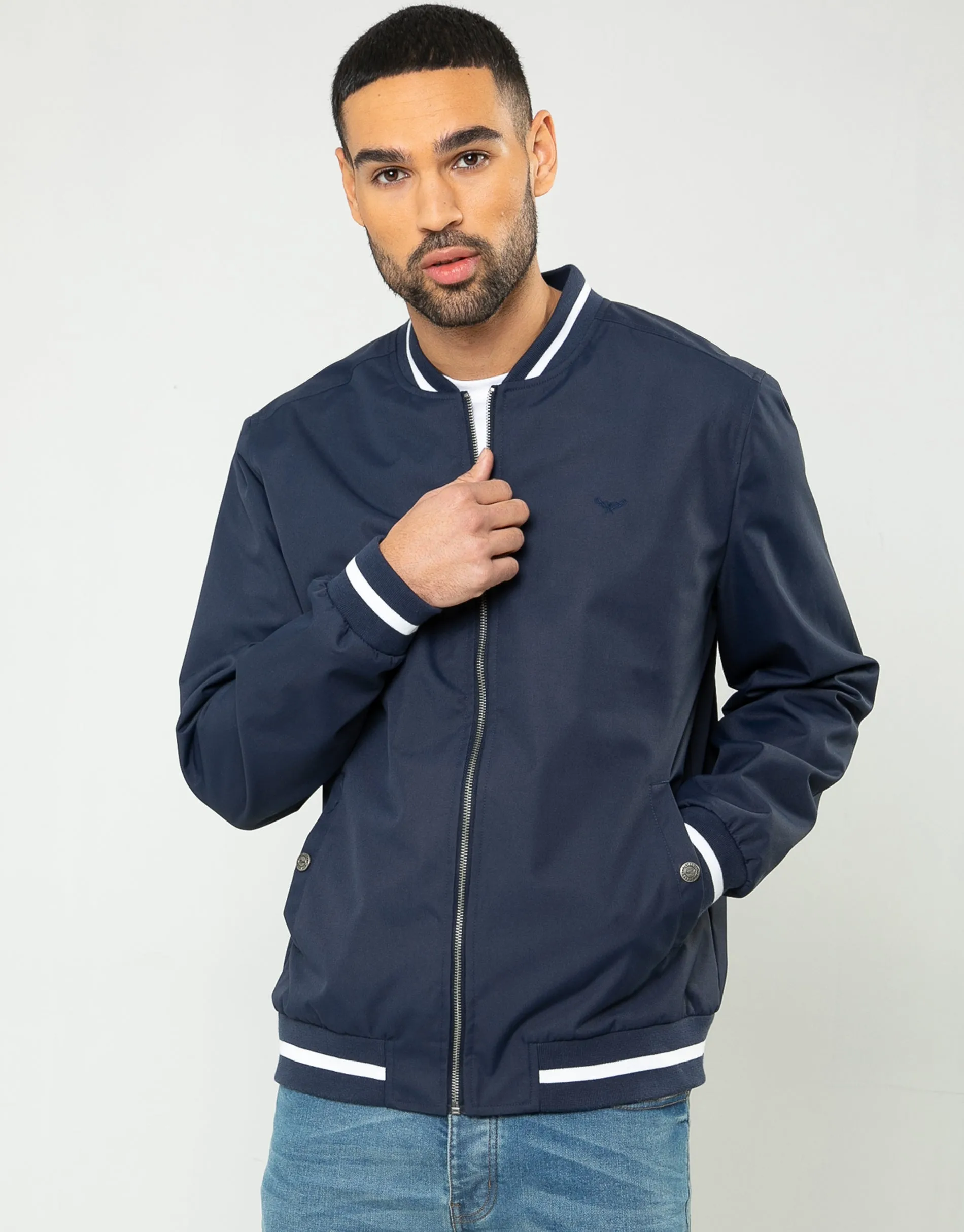 Men's Navy Bomber Jacket sold by Threadbare