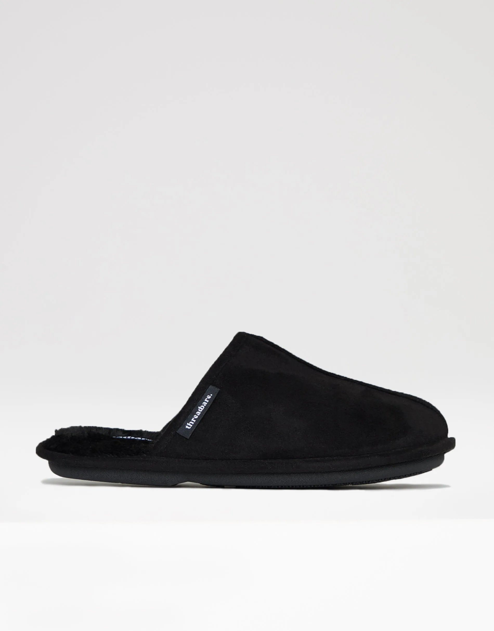 Threadbare Men's Black Suedette Mule Slippers with Faux Fur Lining sold by Threadbare product image thumbnail 2