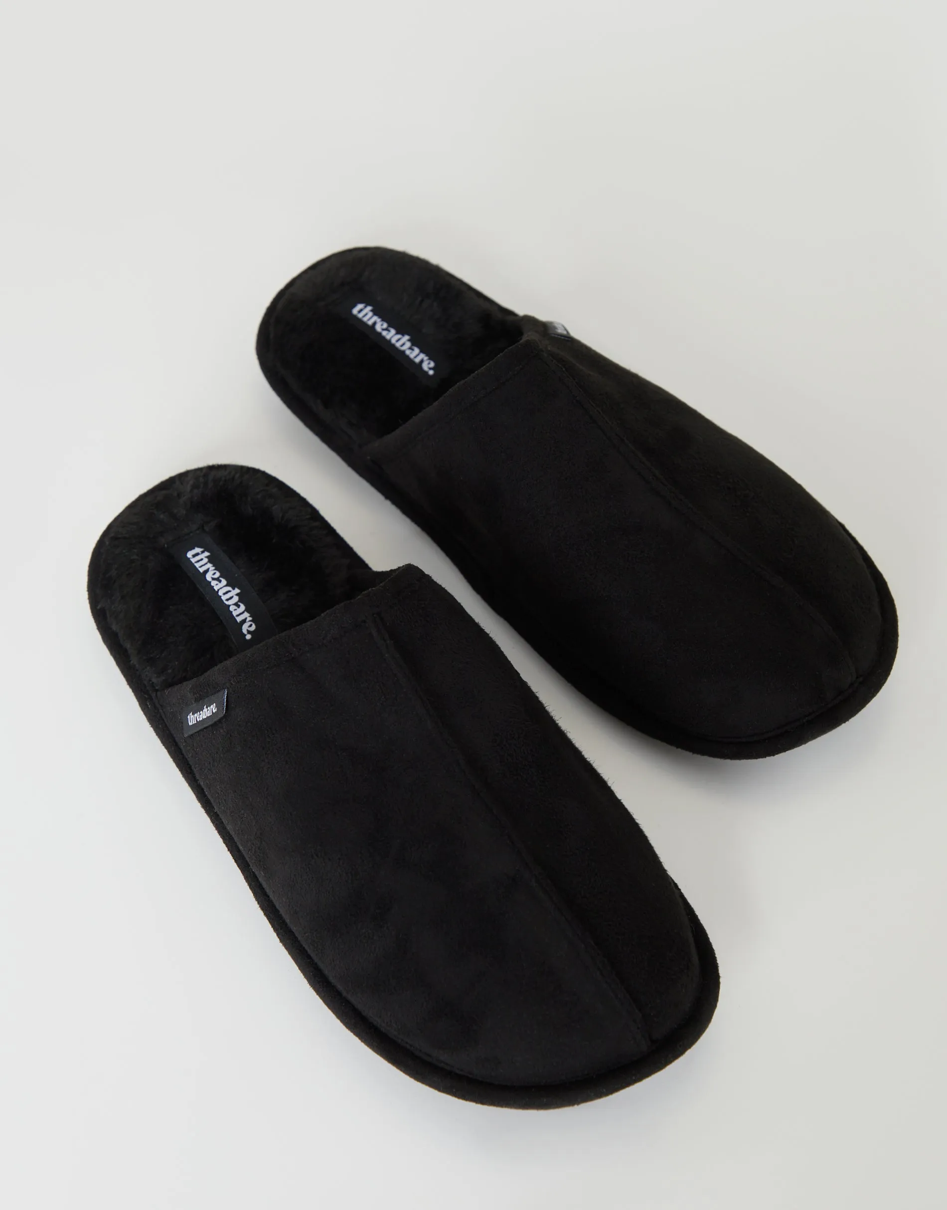 Threadbare Men's Black Suedette Mule Slippers with Faux Fur Lining sold by Threadbare product image thumbnail 3