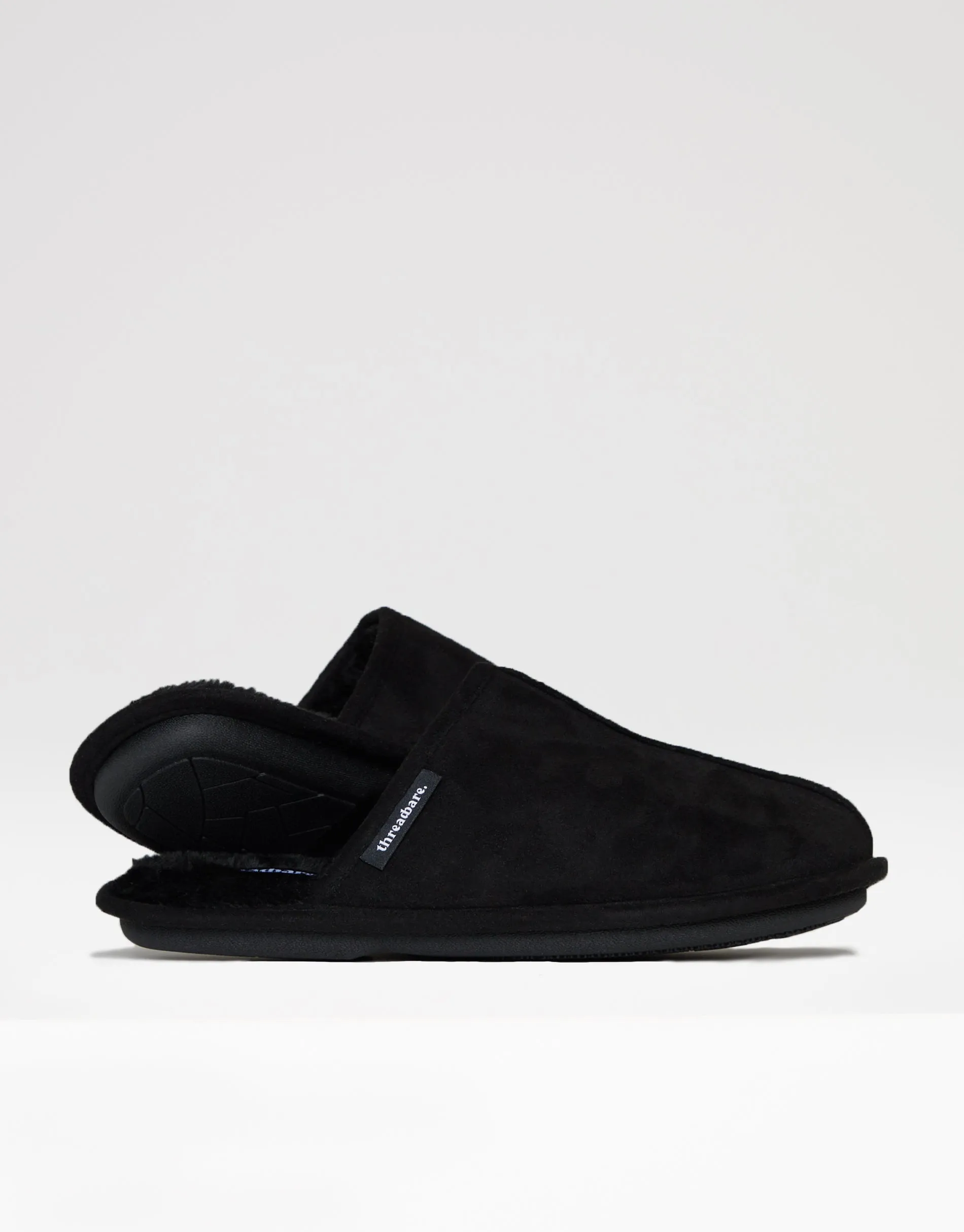 Threadbare Men's Black Suedette Mule Slippers with Faux Fur Lining sold by Threadbare product image thumbnail 4
