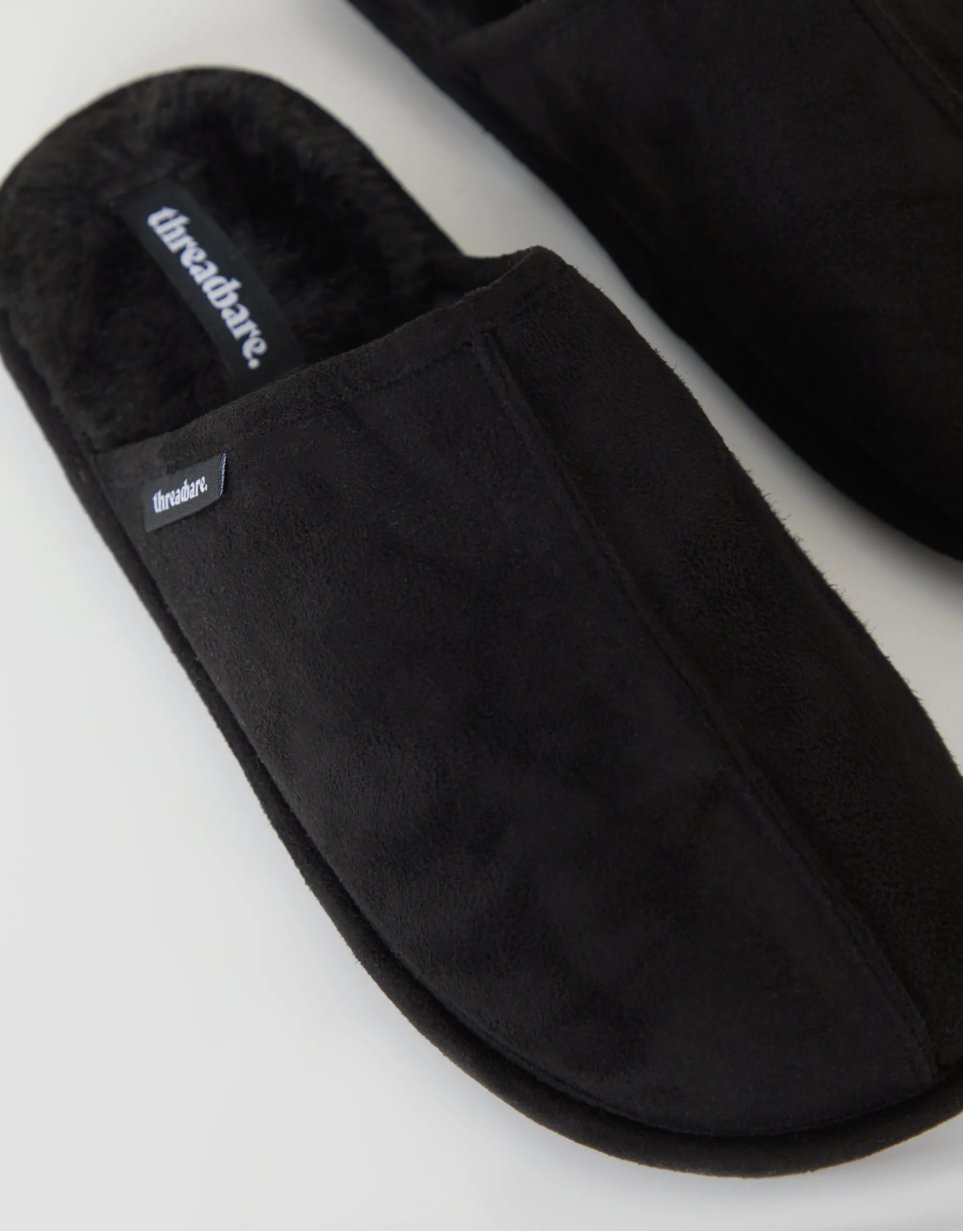 Threadbare Men's Black Suedette Mule Slippers with Faux Fur Lining sold by Threadbare product image thumbnail 5