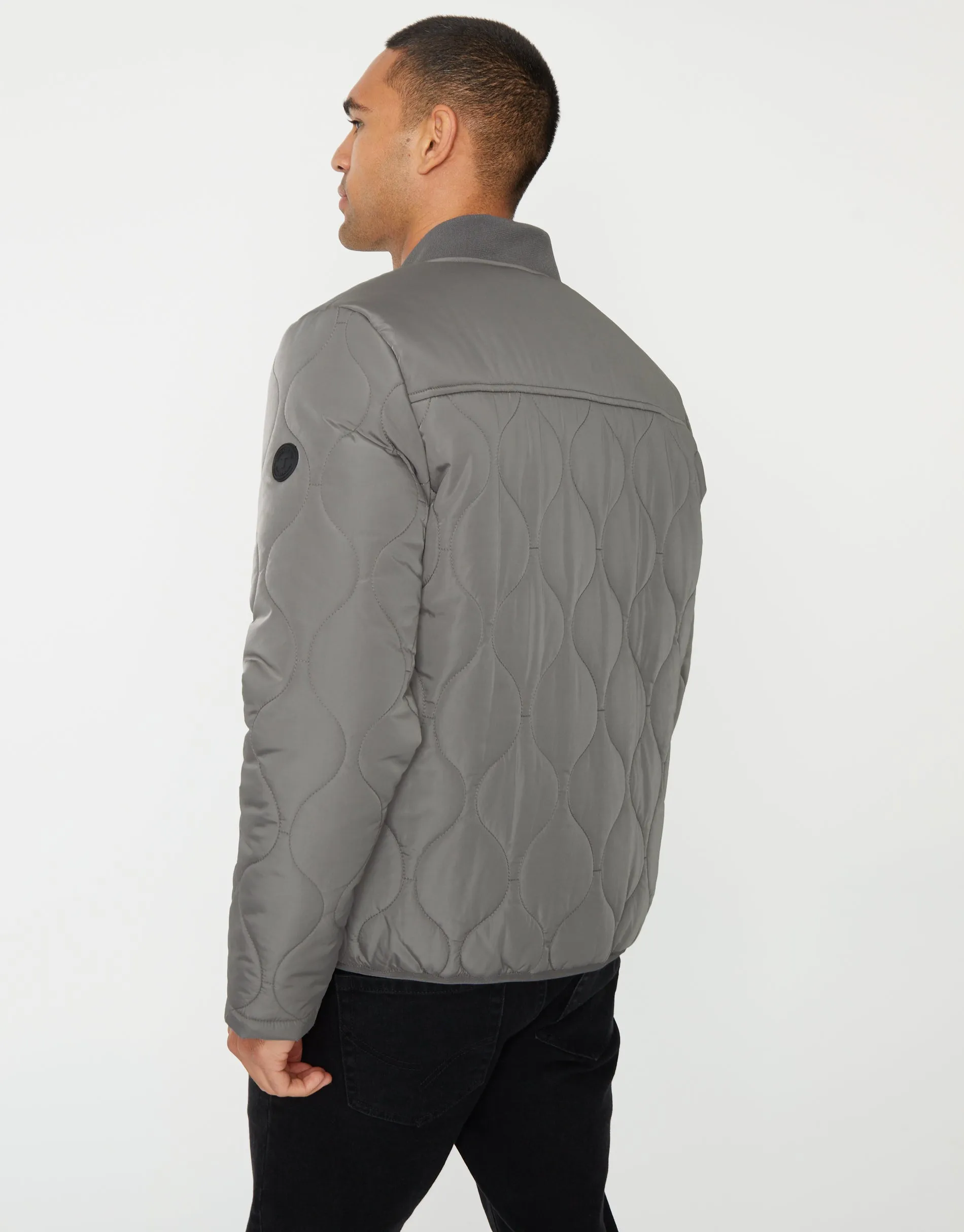 Men's Slate Onion Quilted Bomber Jacket sold by Threadbare product image thumbnail 2