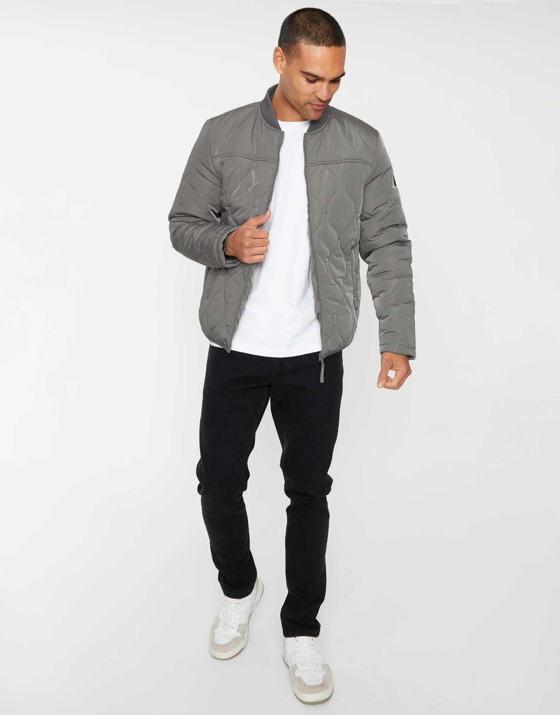 Men's Slate Onion Quilted Bomber Jacket sold by Threadbare product image thumbnail 3