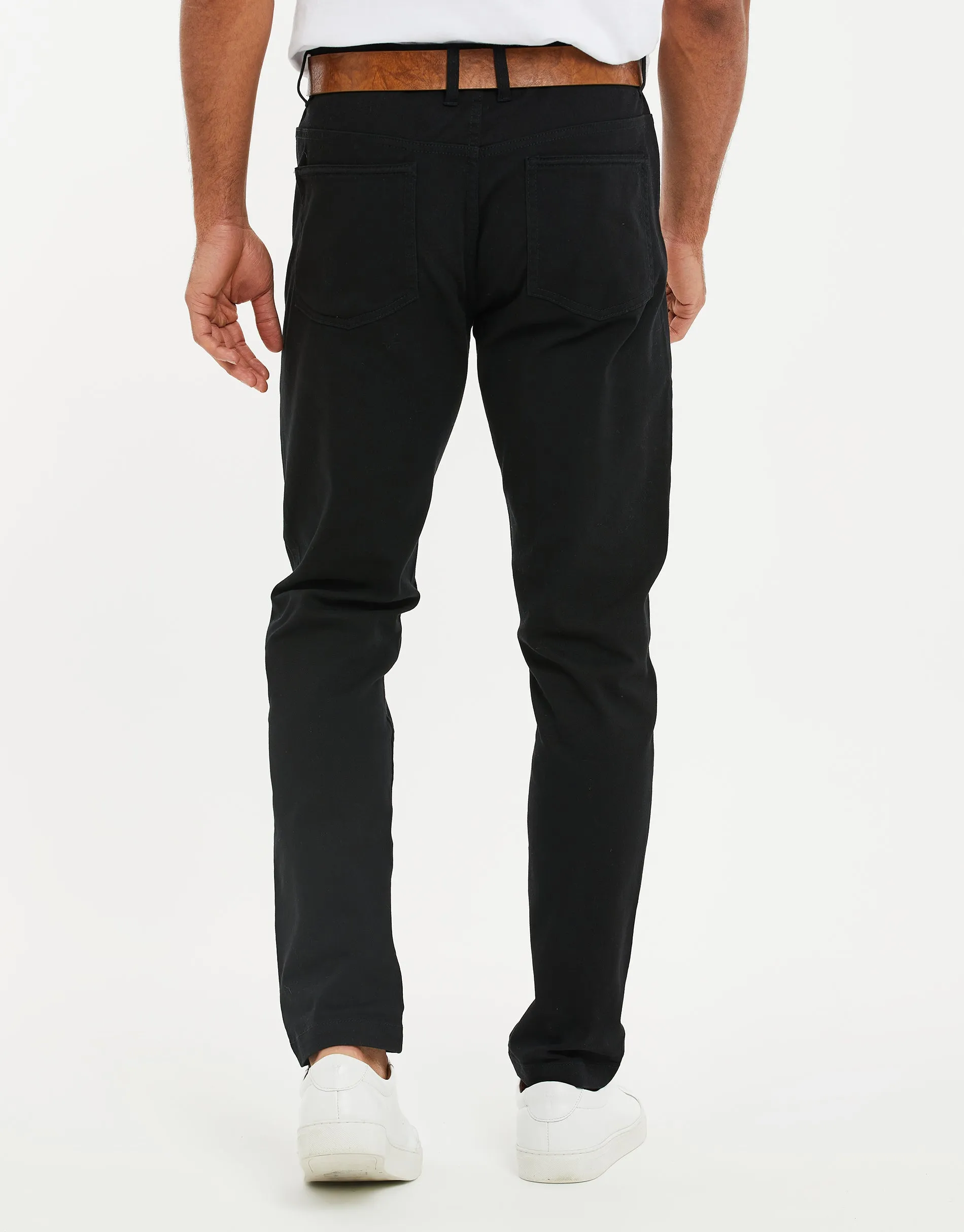 Men's Black Belted Chino Trousers sold by Threadbare product image thumbnail 2