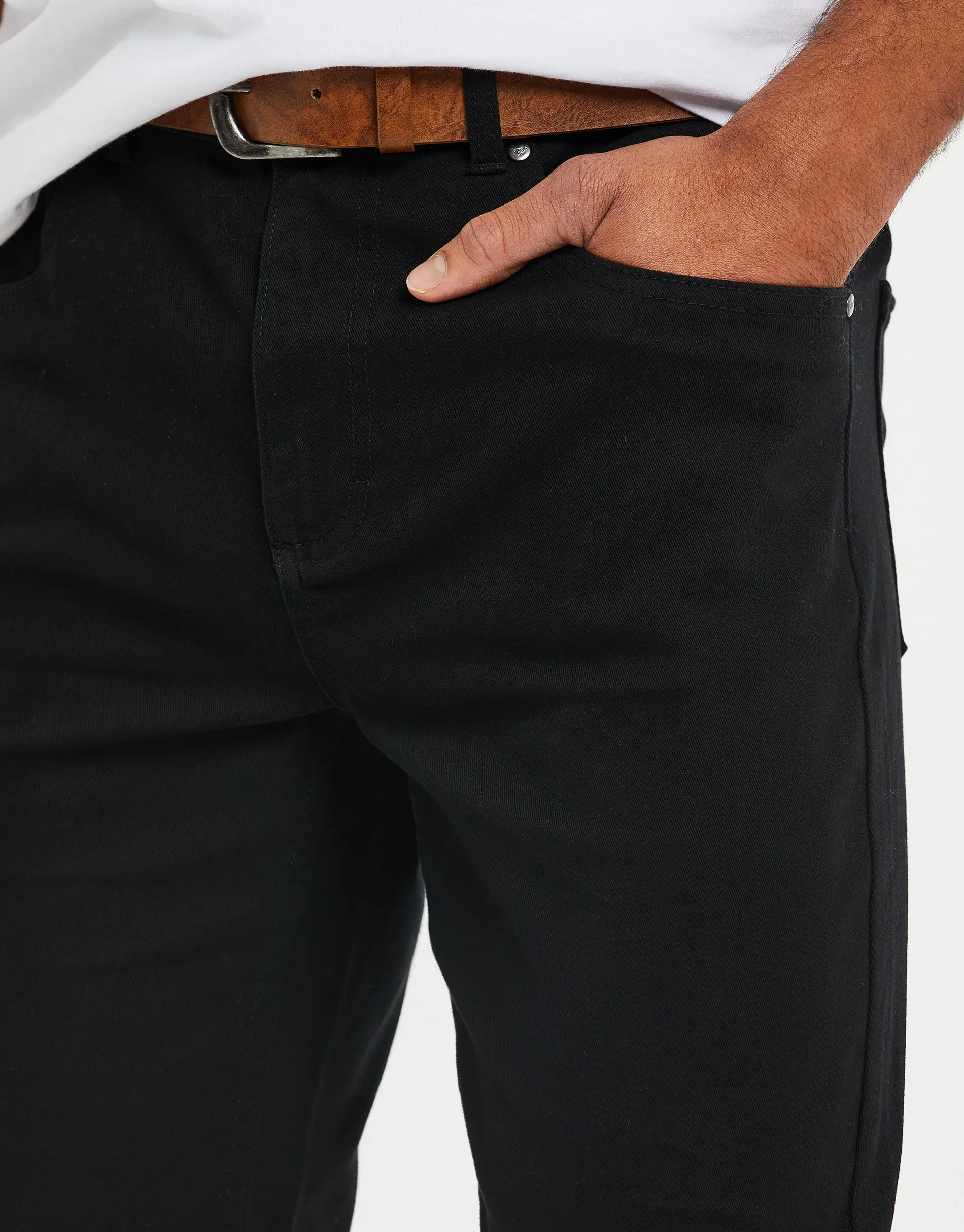 Men's Black Belted Chino Trousers sold by Threadbare product image thumbnail 4