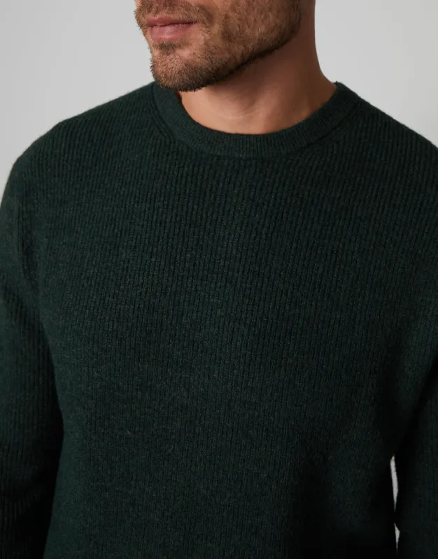 Men's Forest Green Knitted Crew Neck Jumper sold by Threadbare