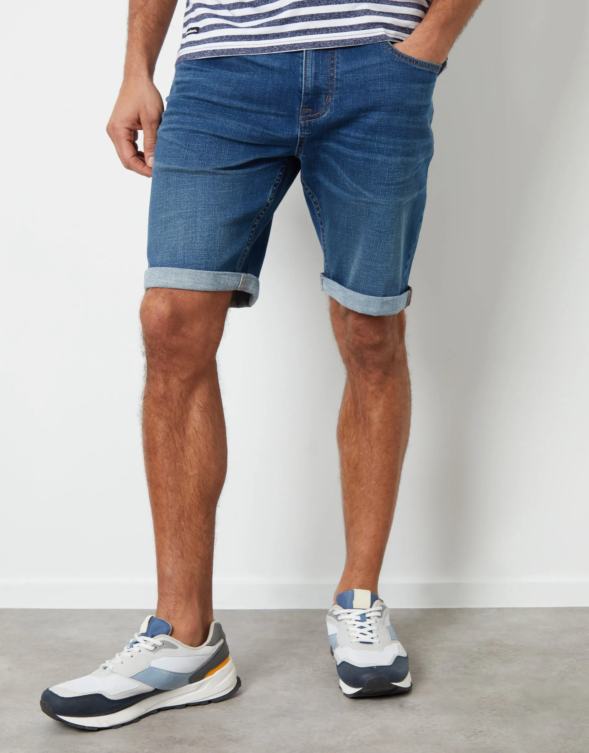 Mid Wash Blue Denim Shorts sold by Threadbare product image thumbnail 2