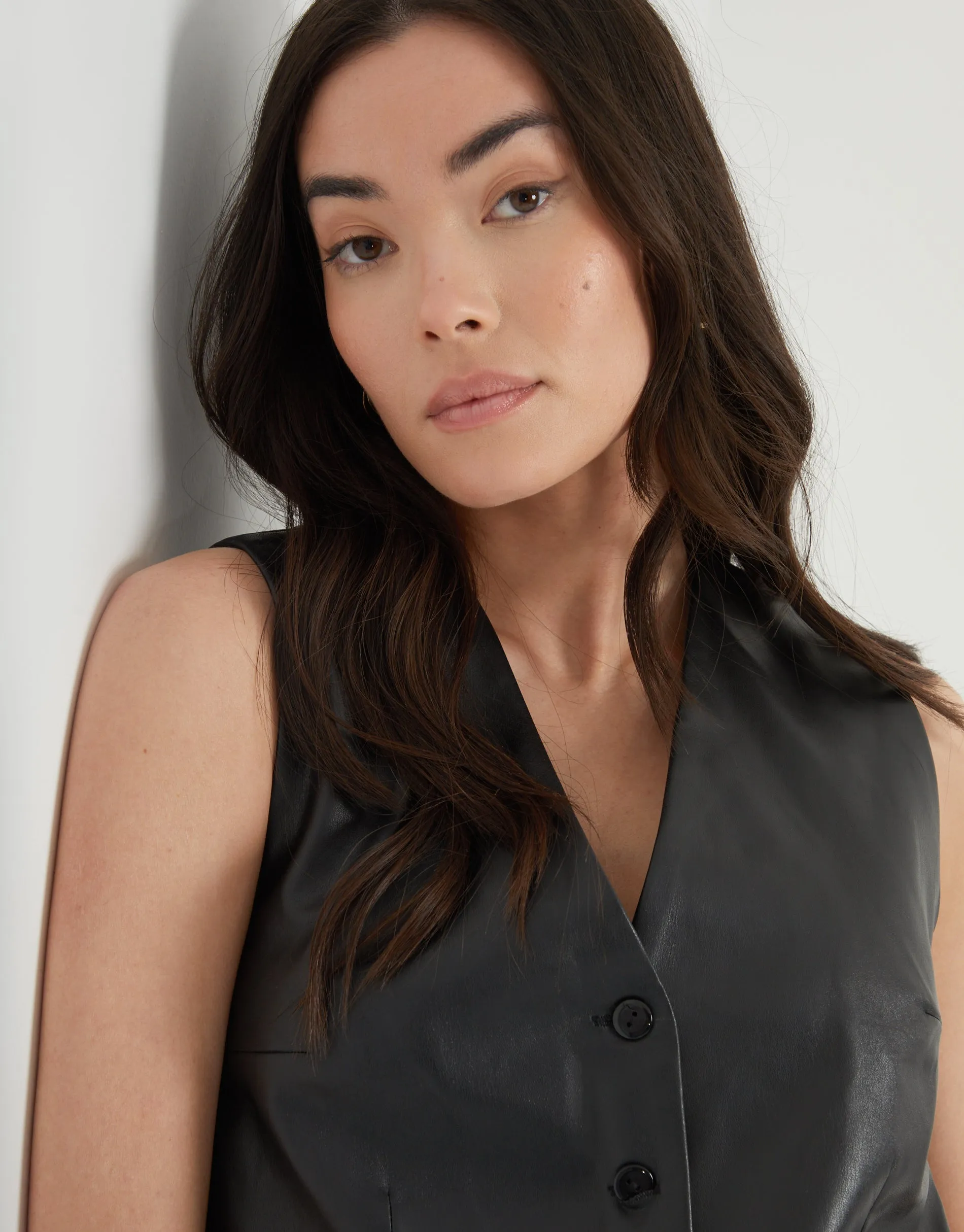 Women's Black Faux Leather Waistcoat sold by Threadbare product image thumbnail 5