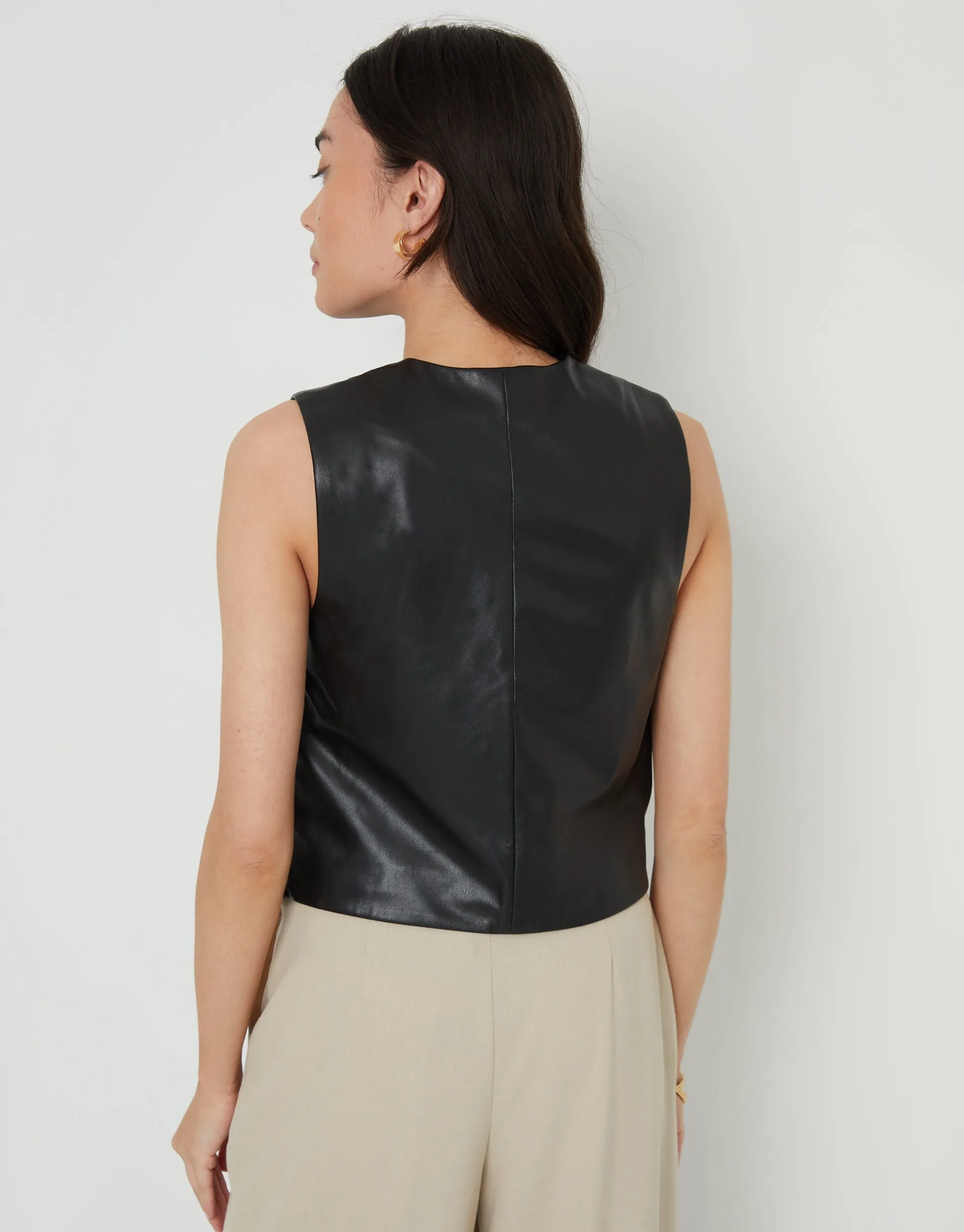 Women's Black Faux Leather Waistcoat sold by Threadbare product image thumbnail 2