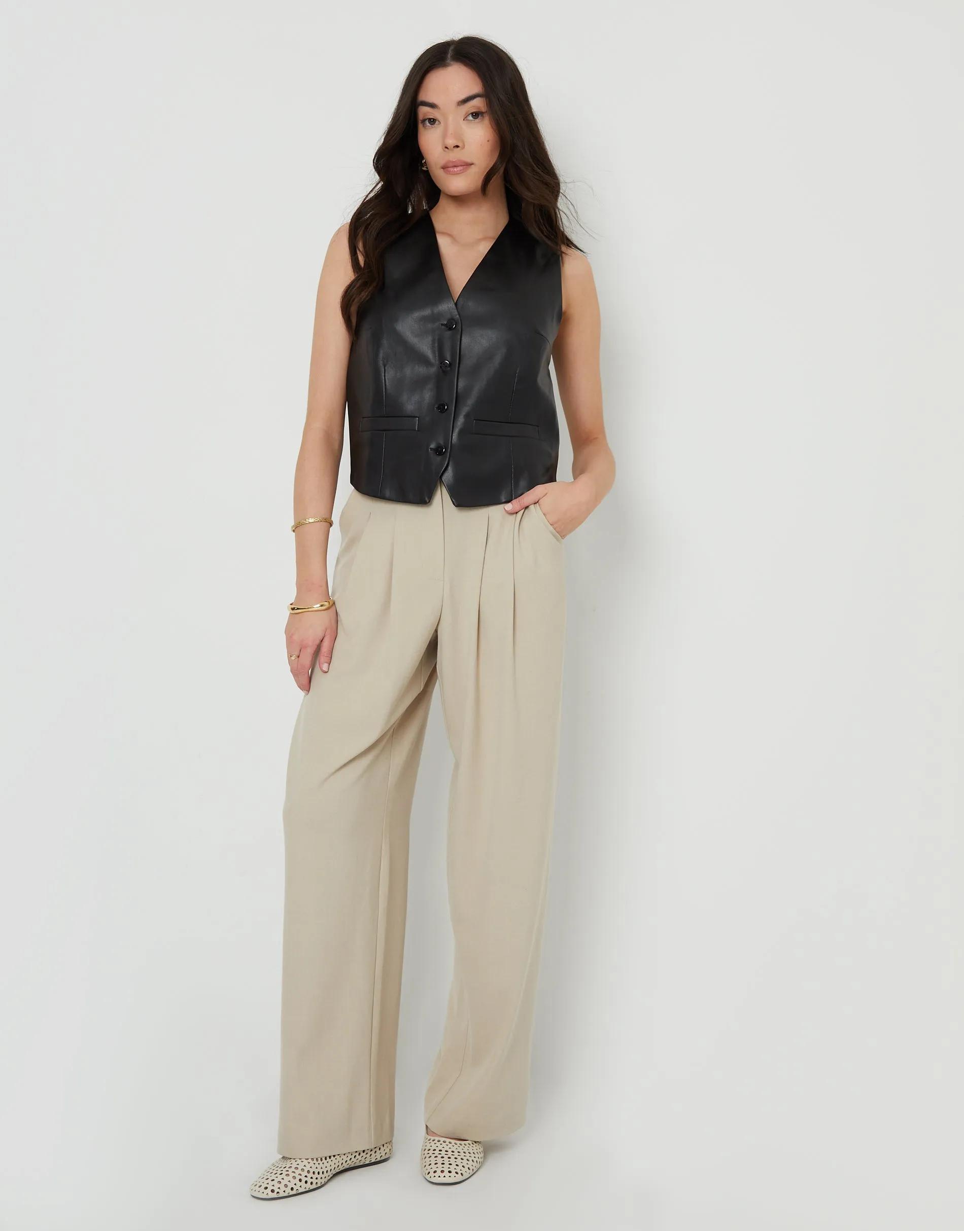 Women's Black Faux Leather Waistcoat sold by Threadbare product image thumbnail 3