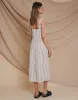 Women's Stone Stripe Linen Blend Tiered Midi Dress with Flutter Strap sold by Threadbare
