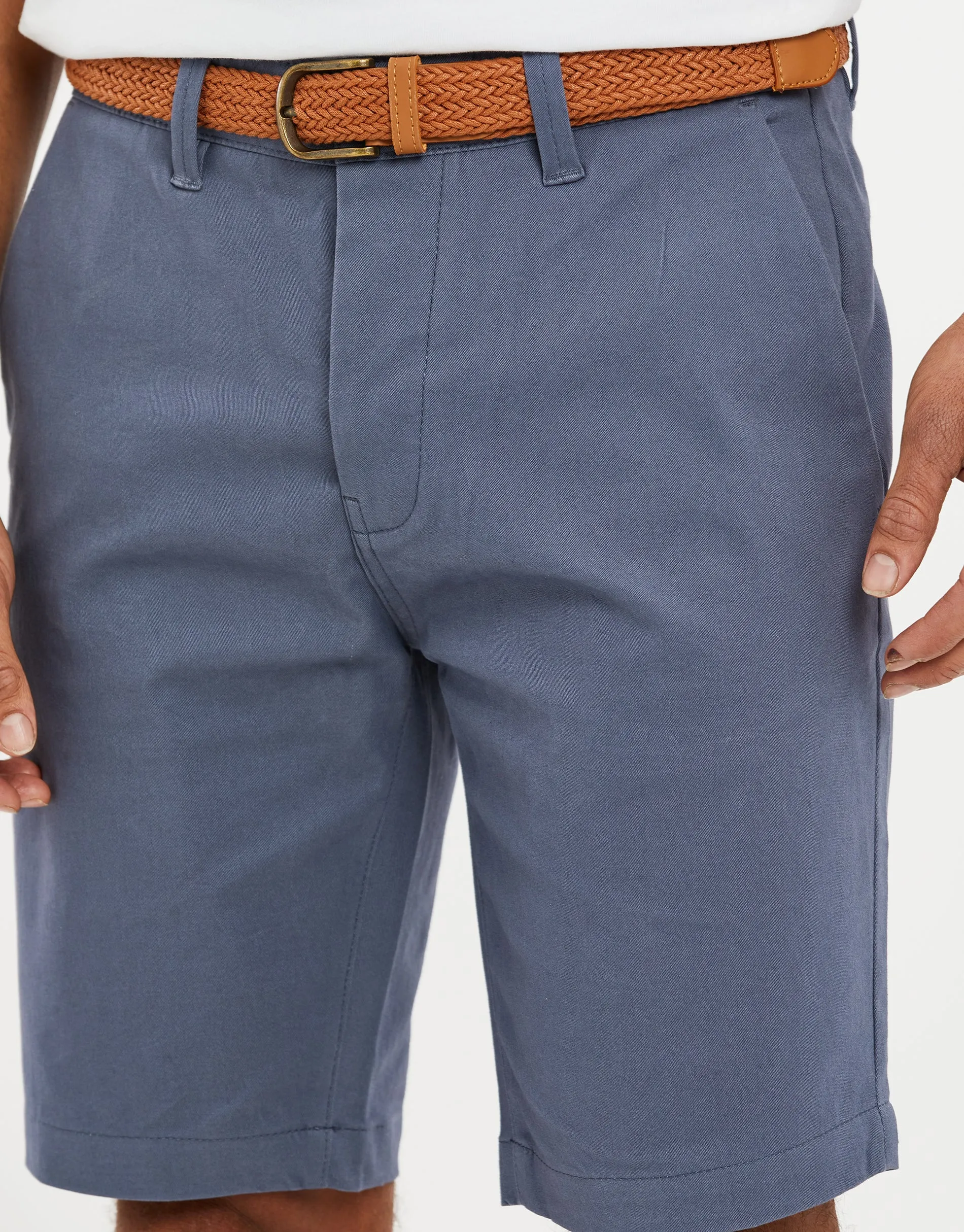 Men's Misty Blue Belted Chino Shorts sold by Threadbare product image thumbnail 4