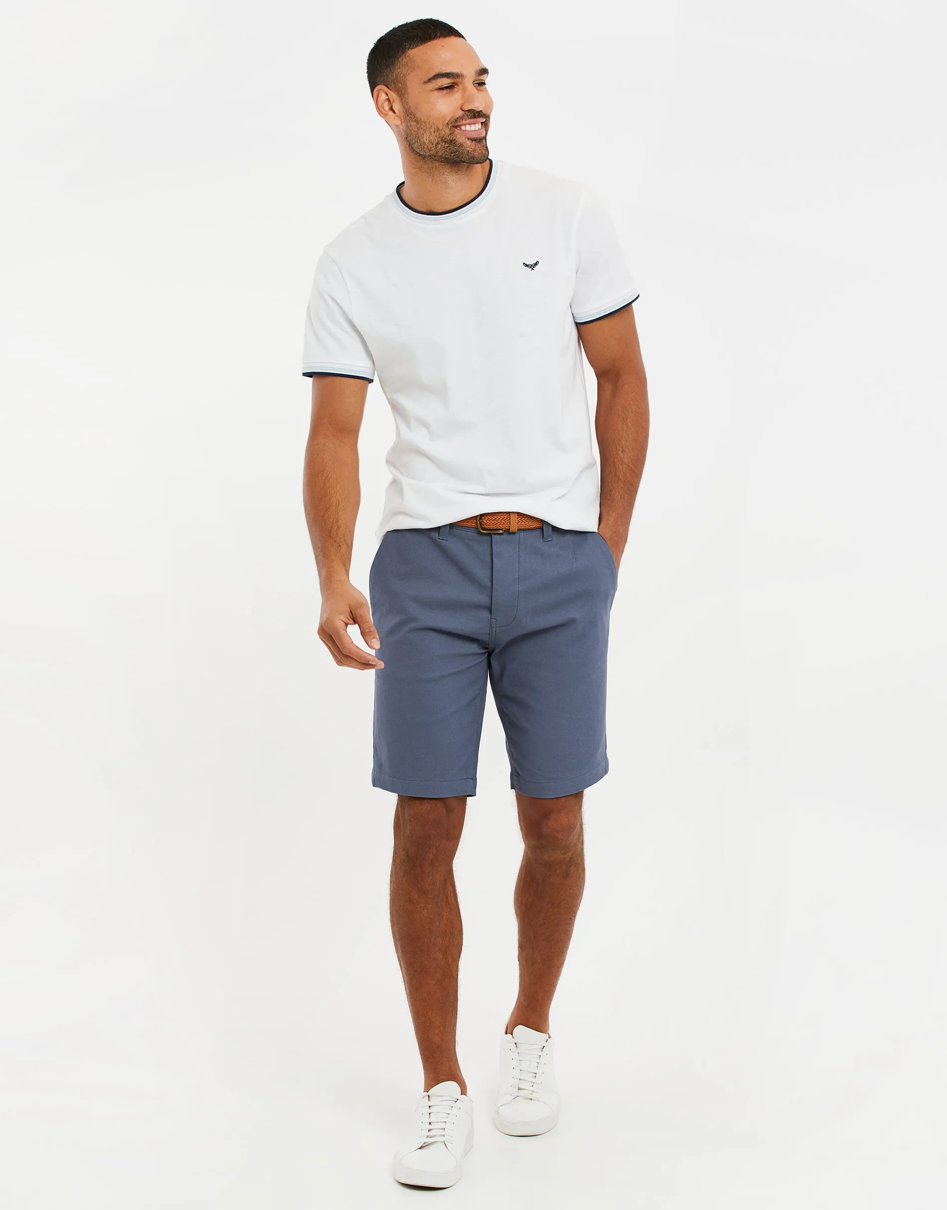 Men's Misty Blue Belted Chino Shorts sold by Threadbare product image thumbnail 3