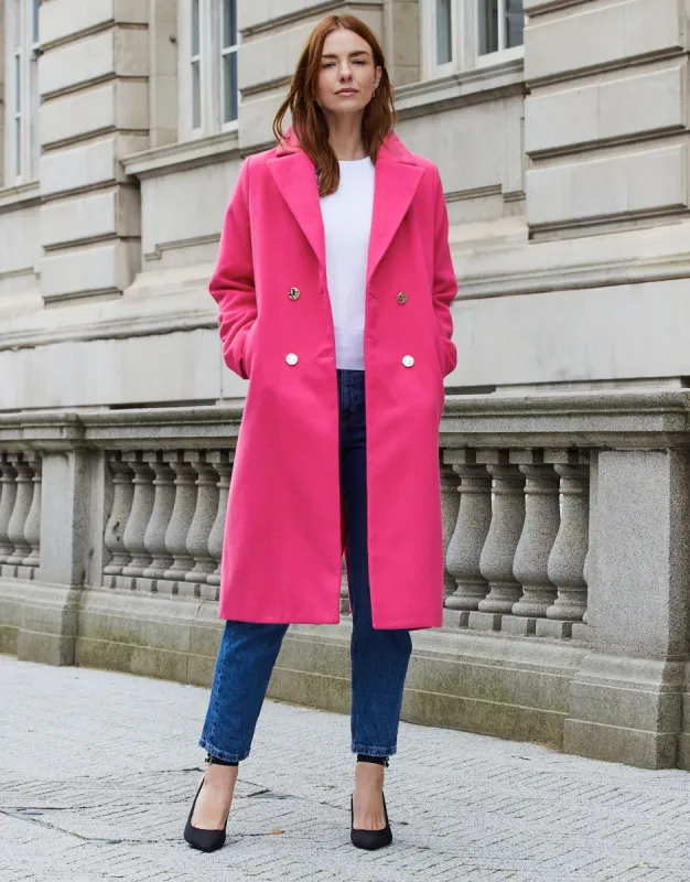 Women's Pink Double Breasted Coat sold by Threadbare