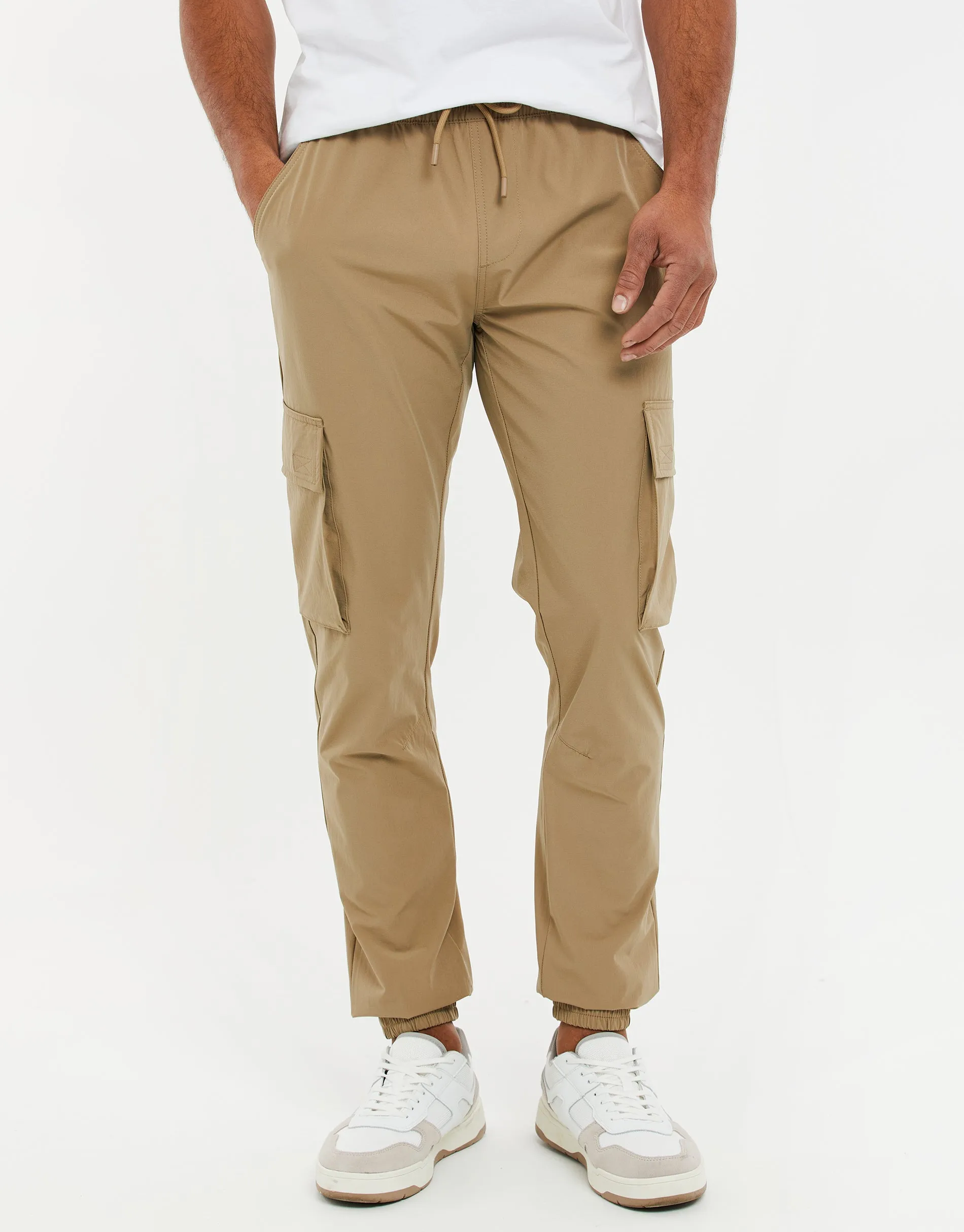 Men's Stone Cargo Trousers sold by Threadbare