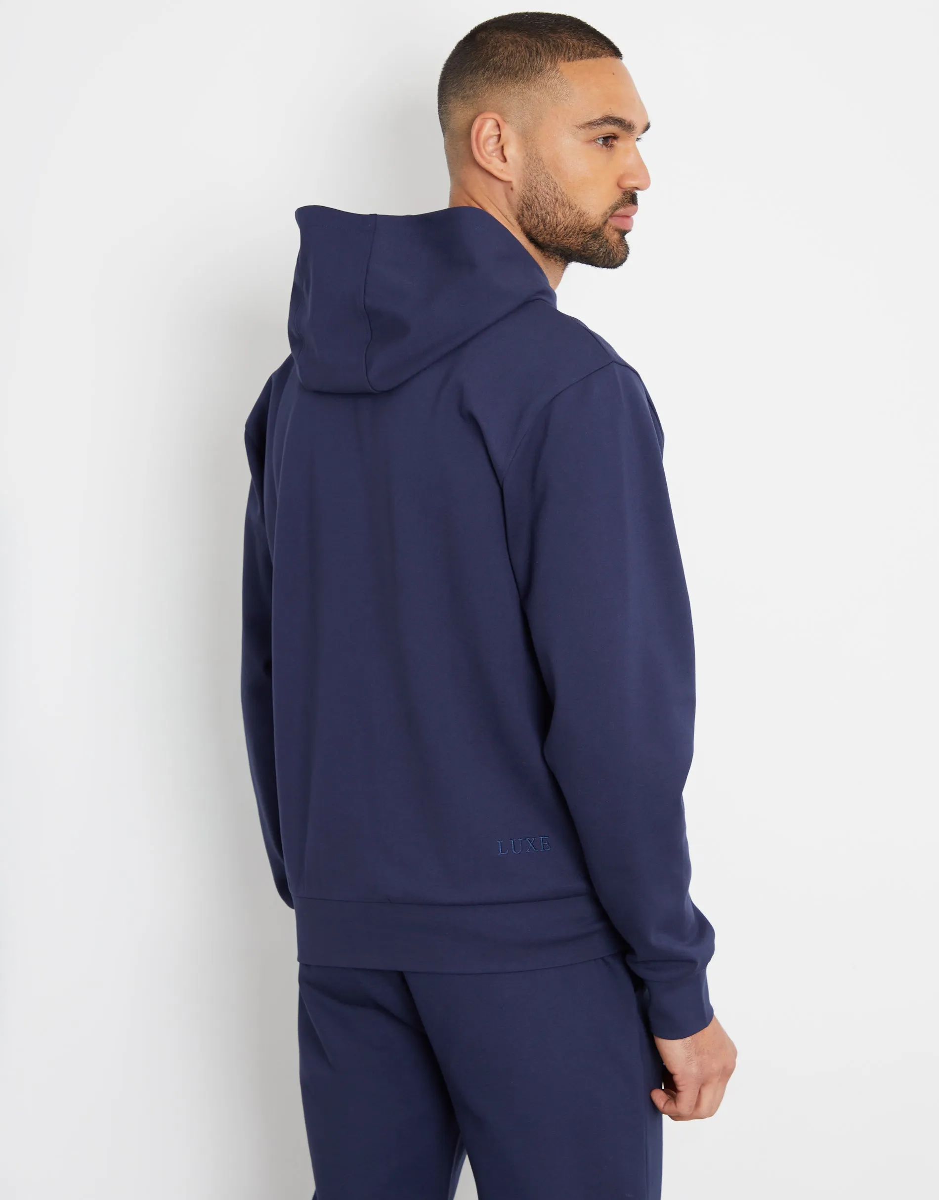 Threadbare Luxe Men's Navy Slim Fit Hoodie sold by Threadbare product image thumbnail 2